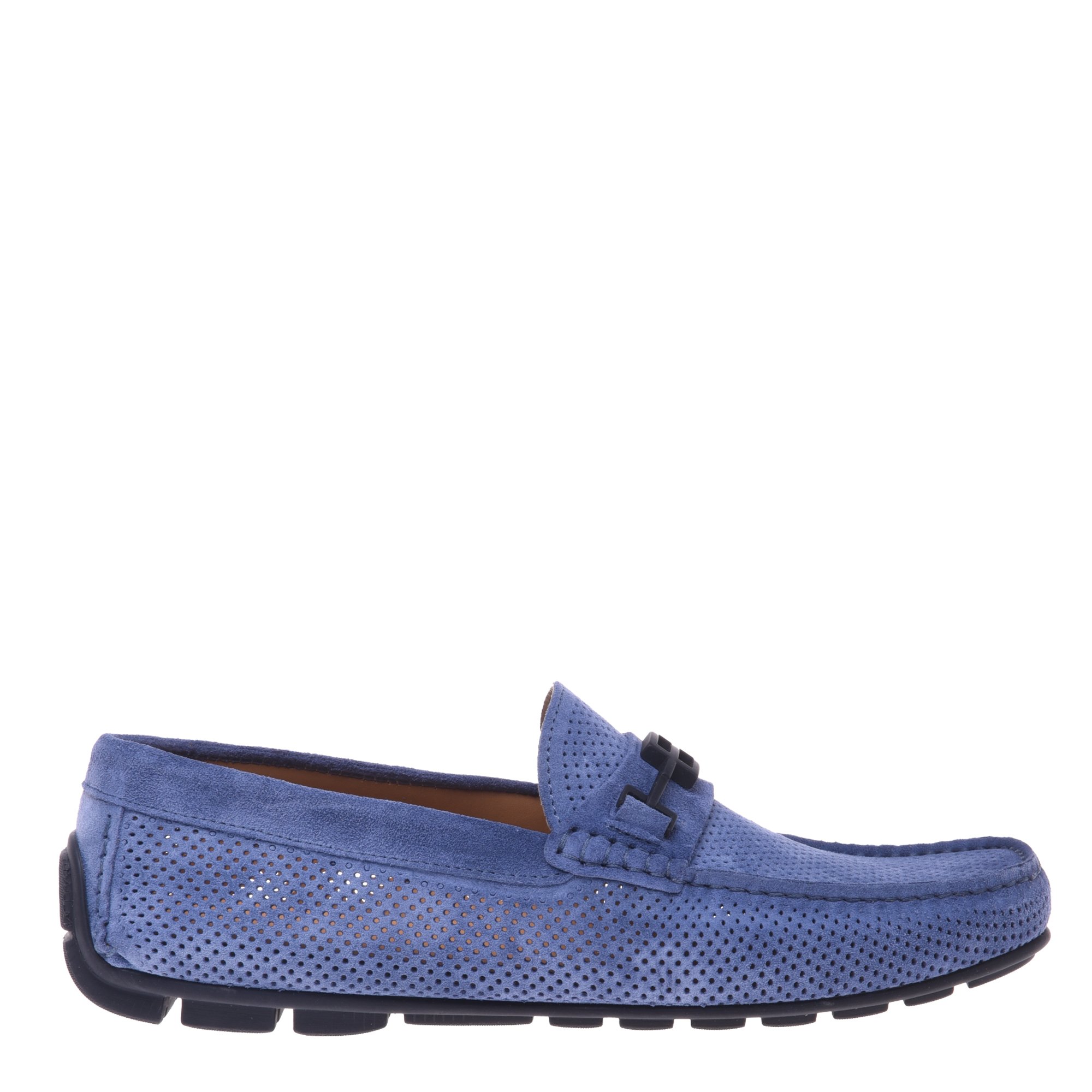 Cerulean perforated suede driver loafer image