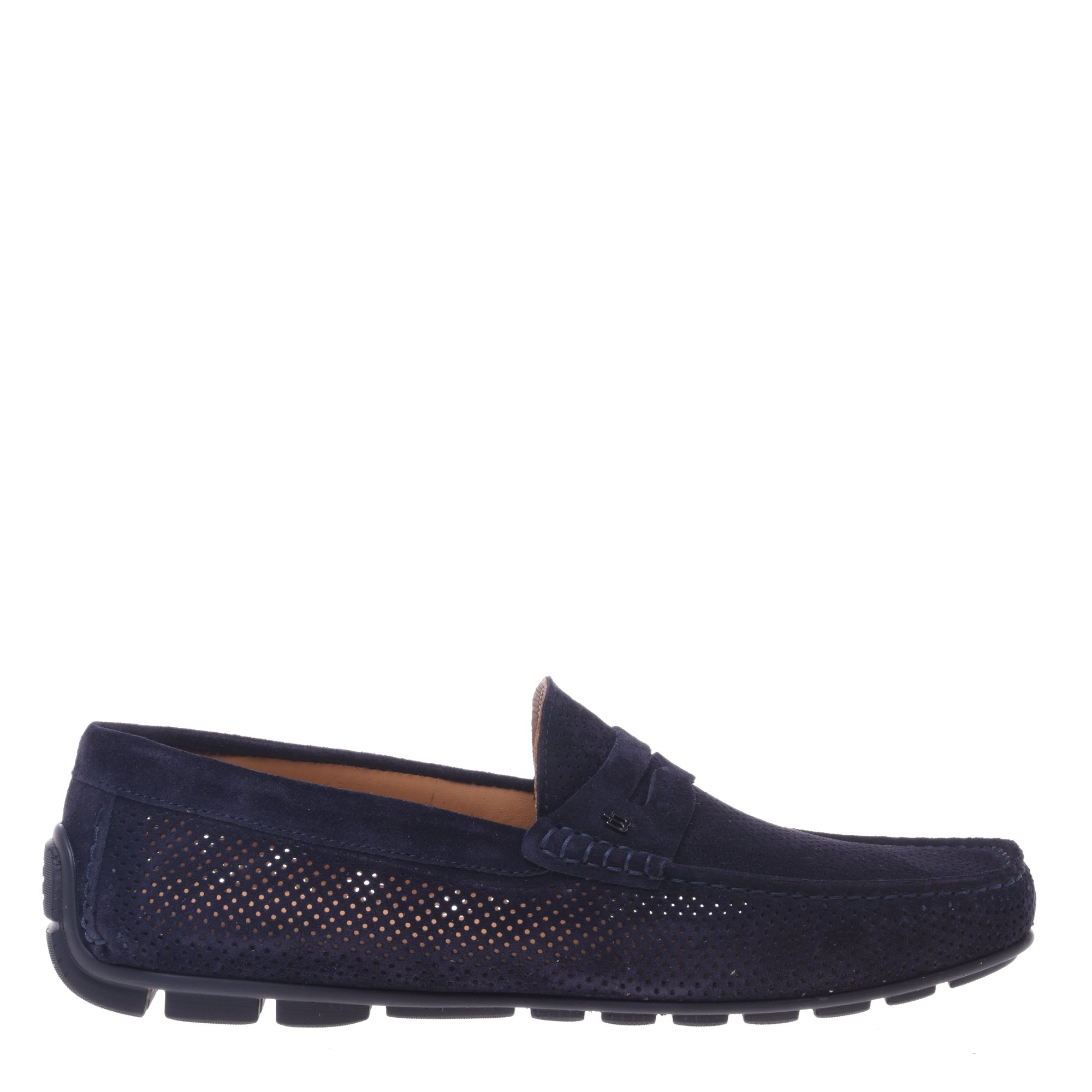 Blue perforated leather loafer image