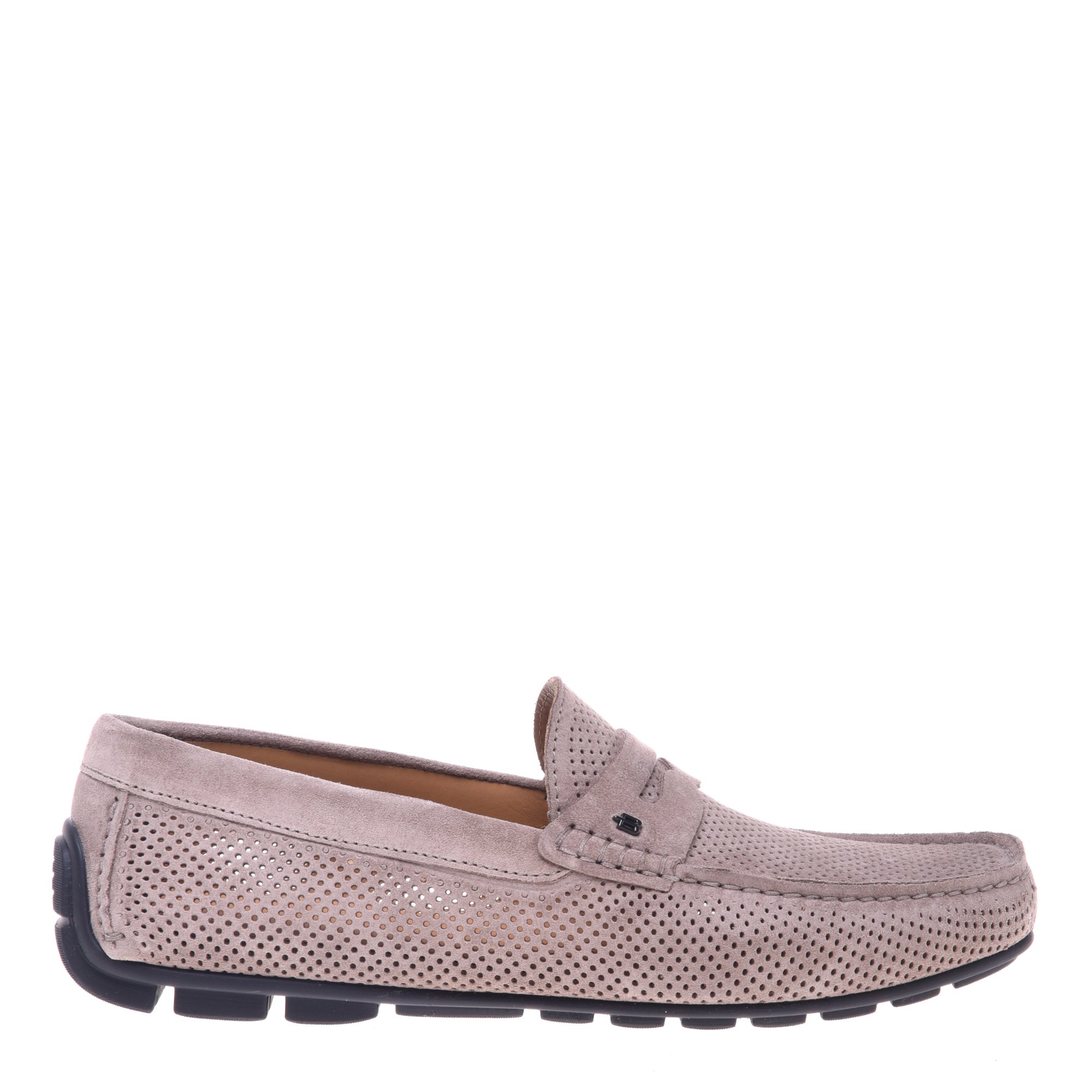 Beige perforated leather loafer image