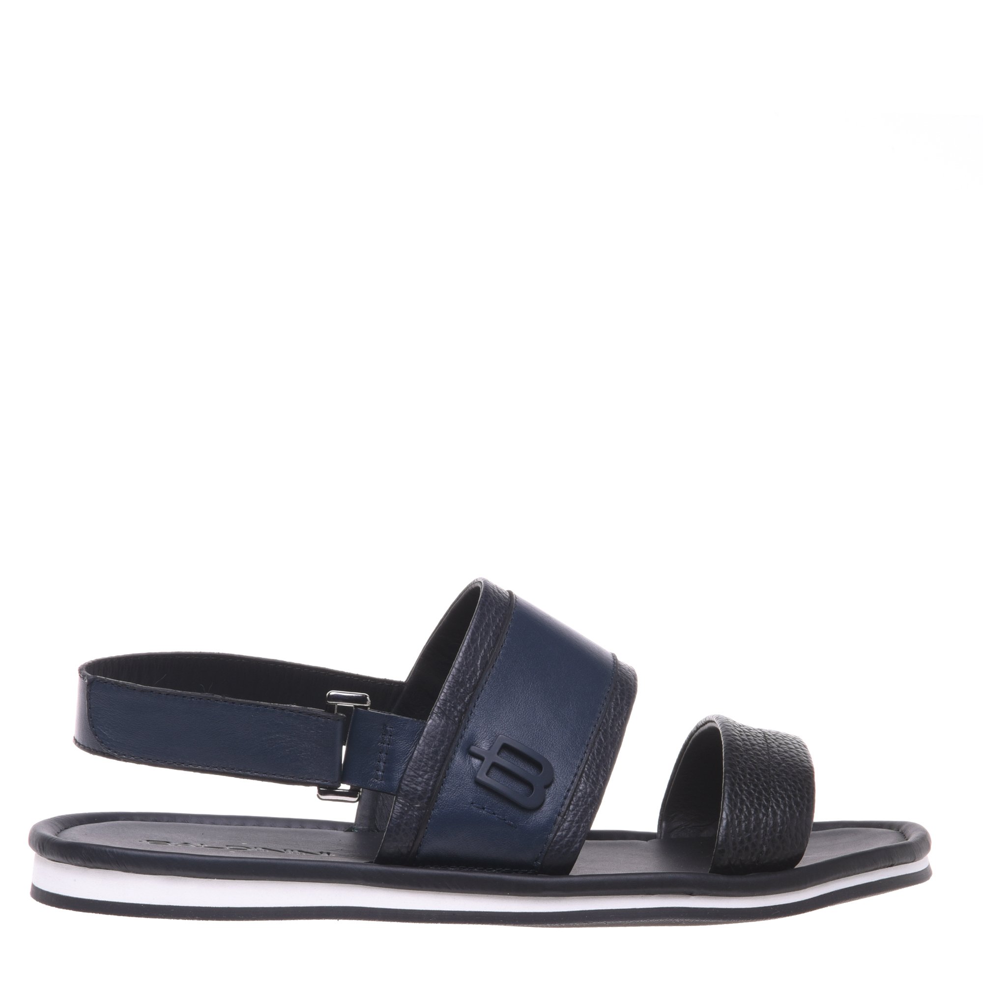 Dark blue grained and smooth leather sandal image
