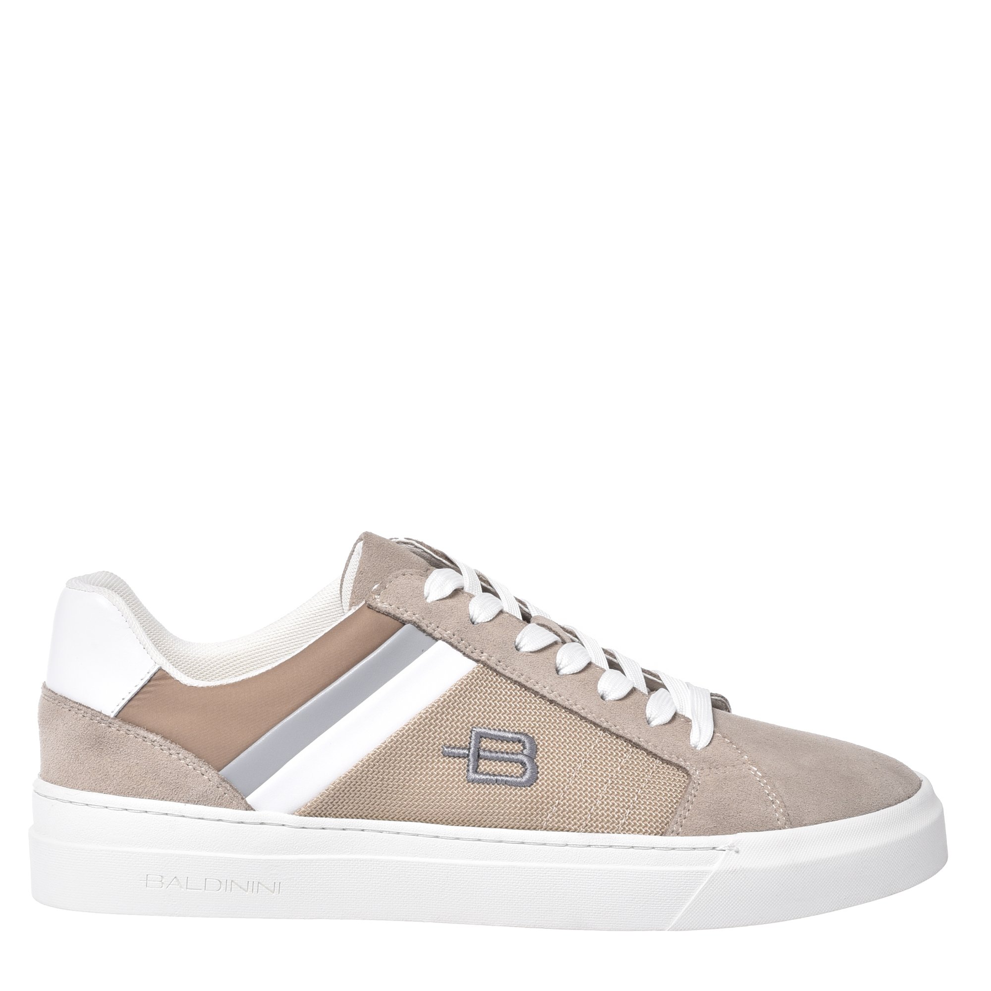 Beige suede and mesh trainer image