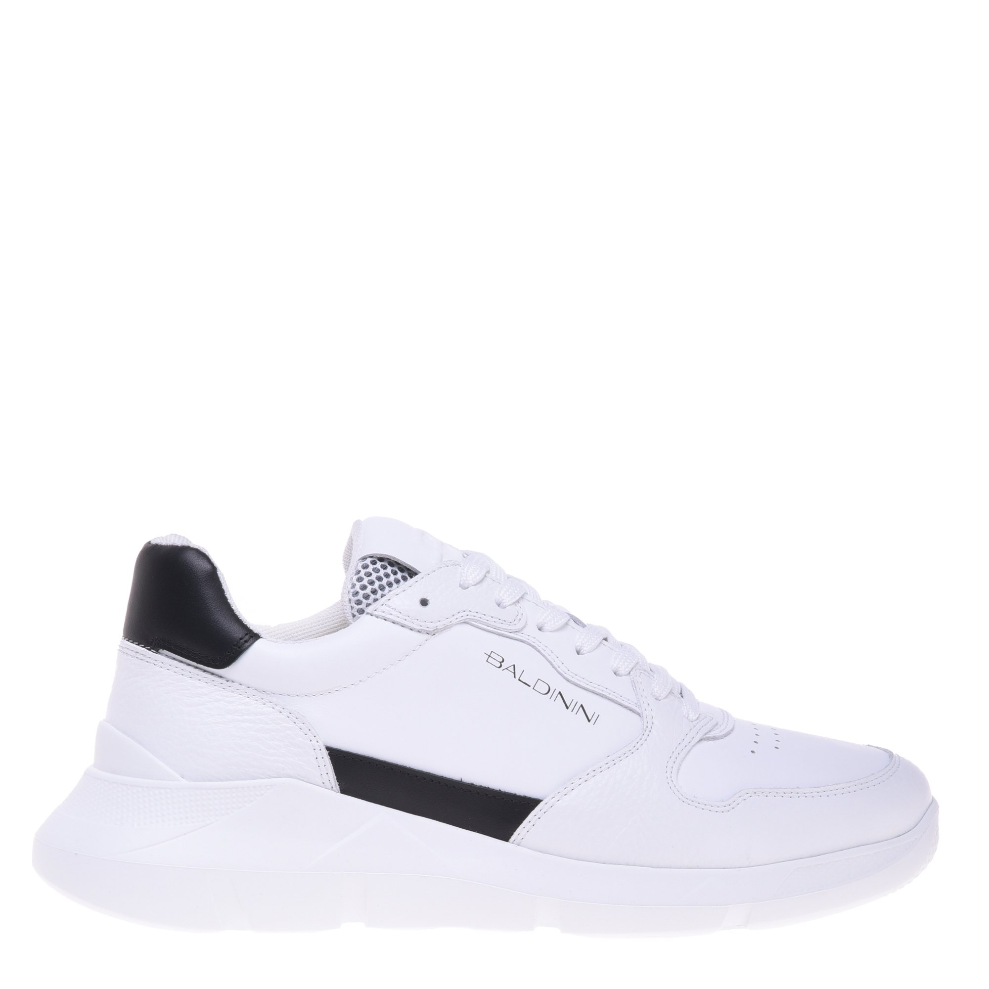 White grained and smooth leather sneakers image