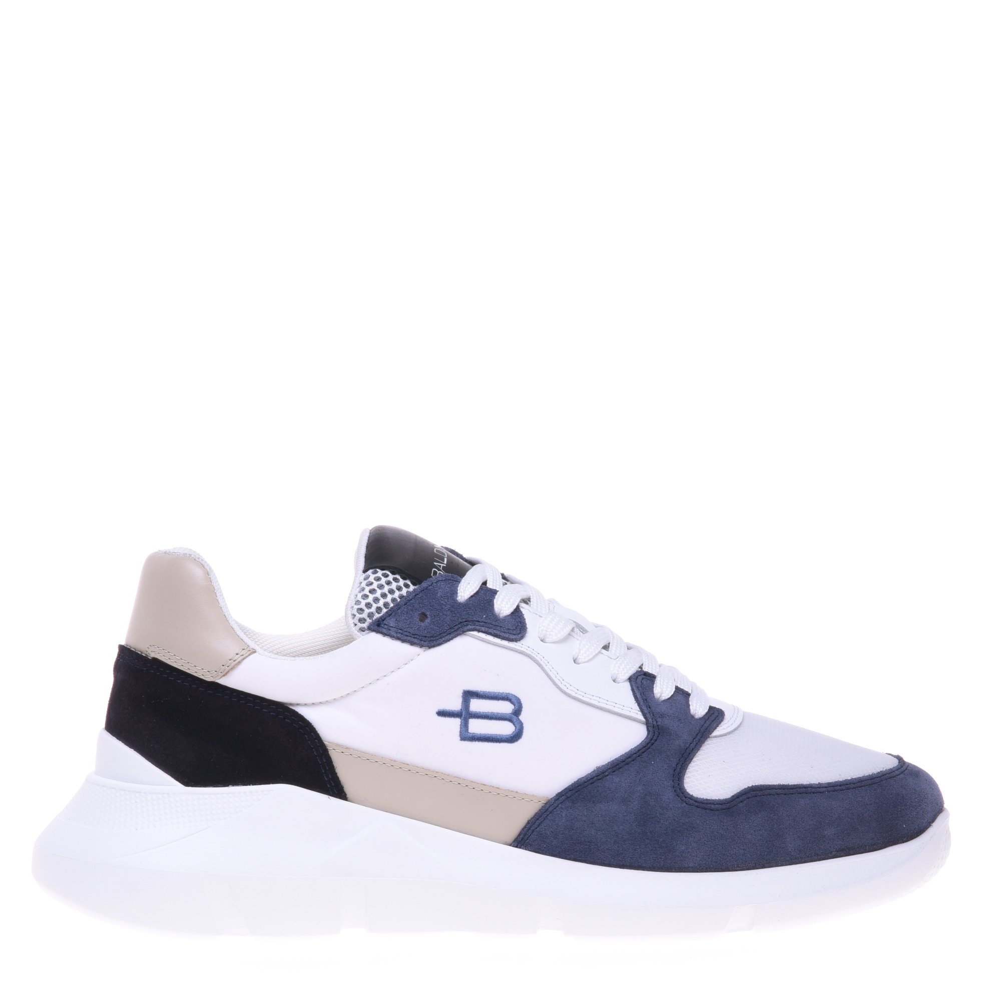Avio suede and white mesh trainer image