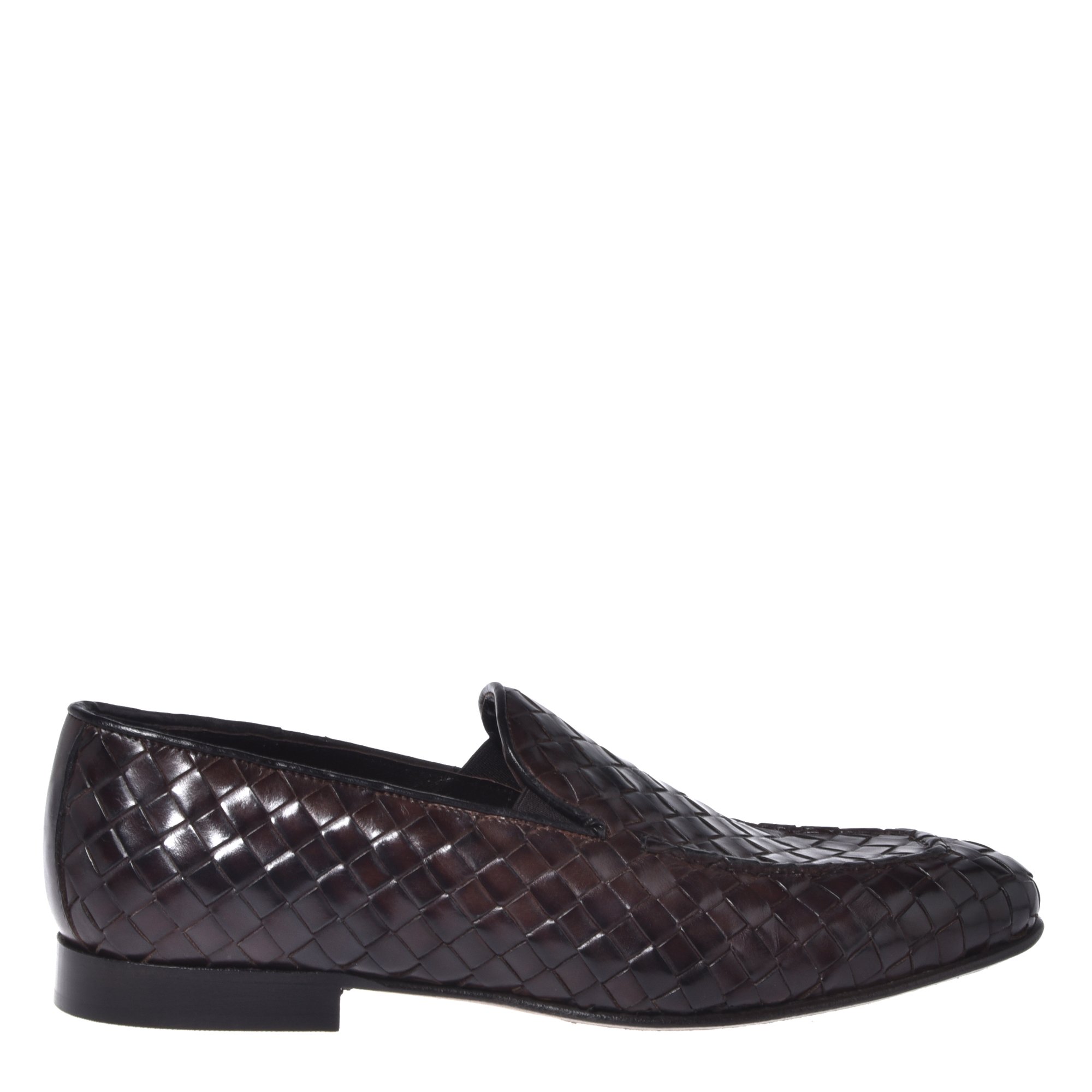 Dark brown woven leather loafer image