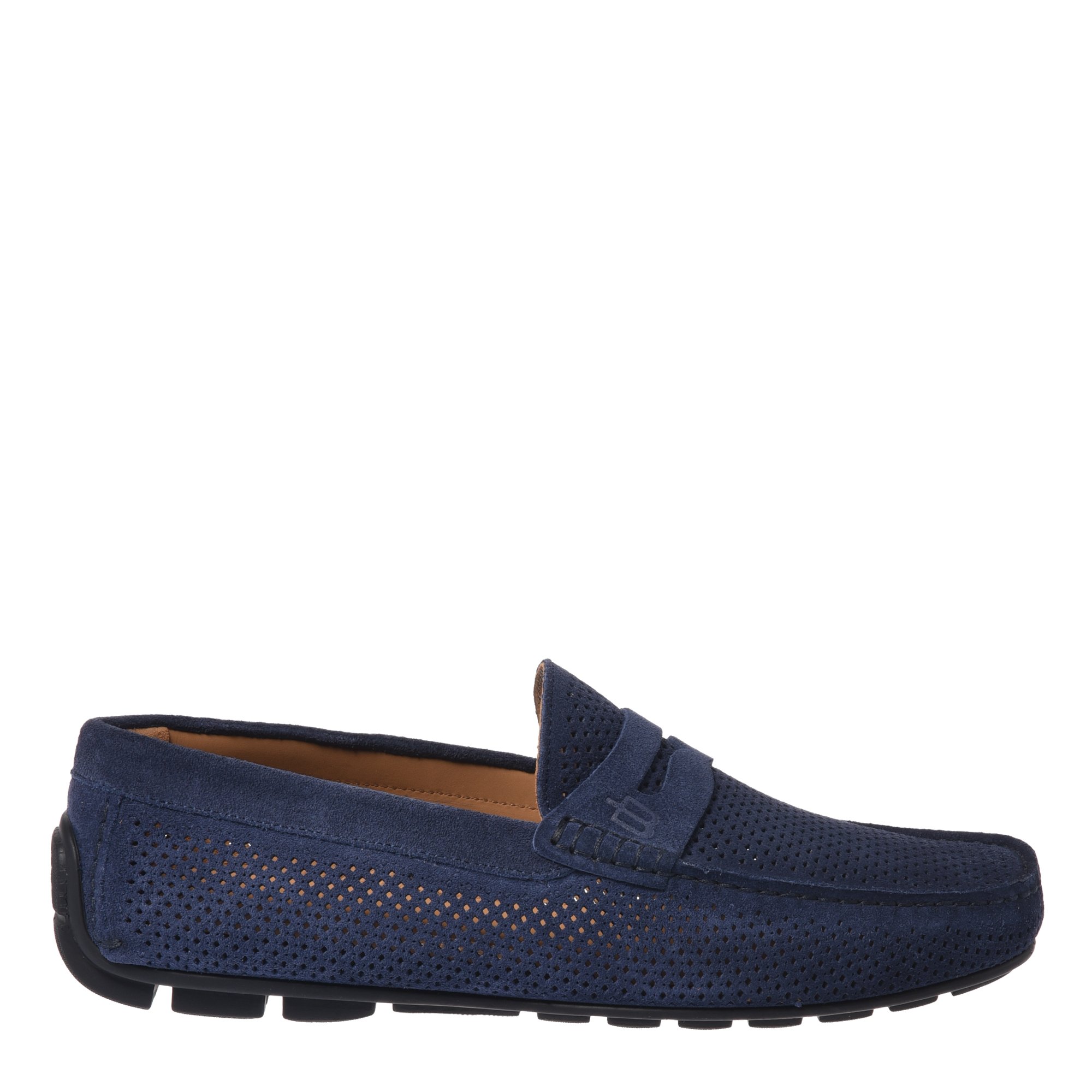 Perforated suede driver loafer in blue image