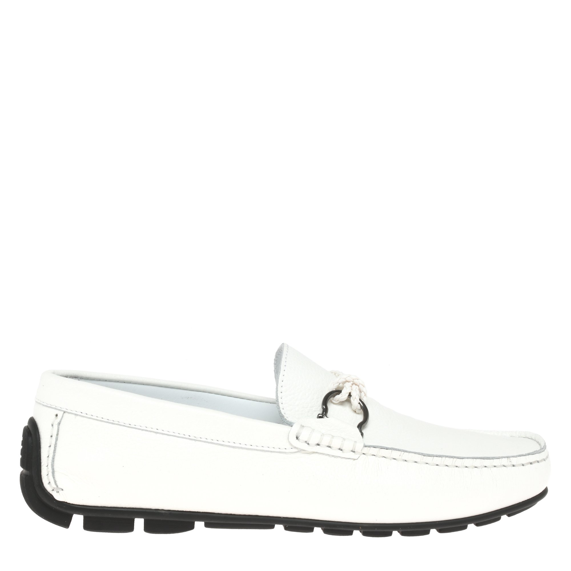 Driver loafer in white pebbled leather image