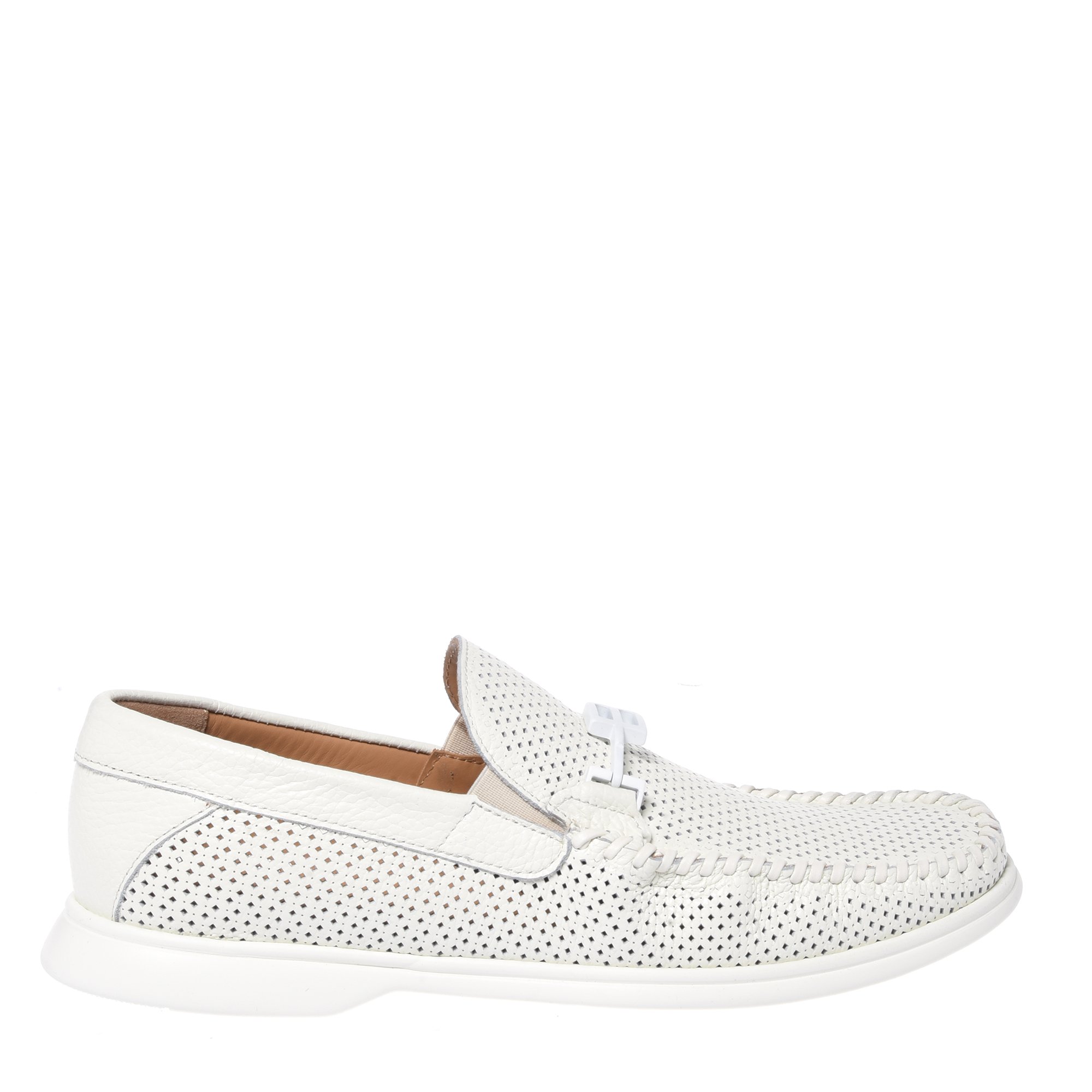 Loafer in perforated white pebbled leather image