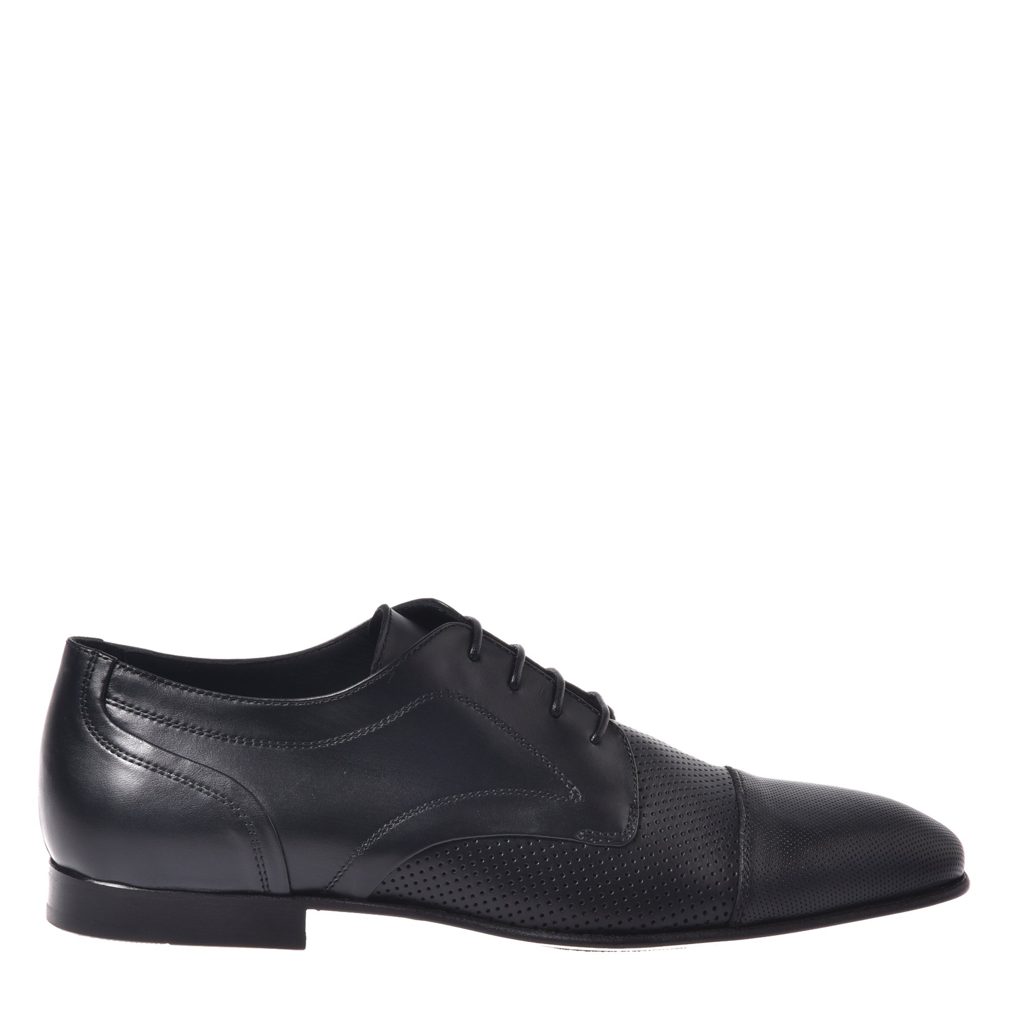 Black perforated leather lace-up image