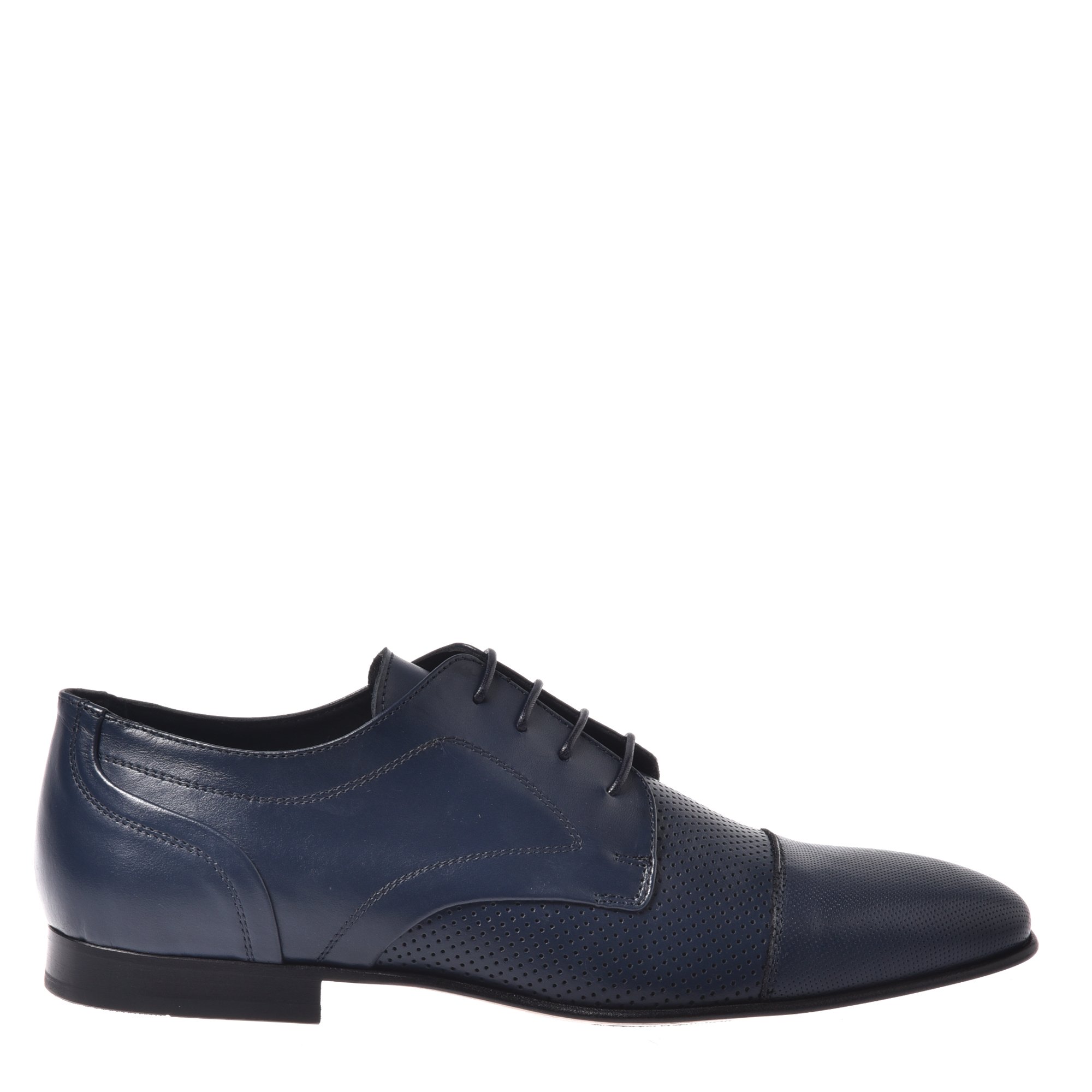Blue perforated leather lace-up image