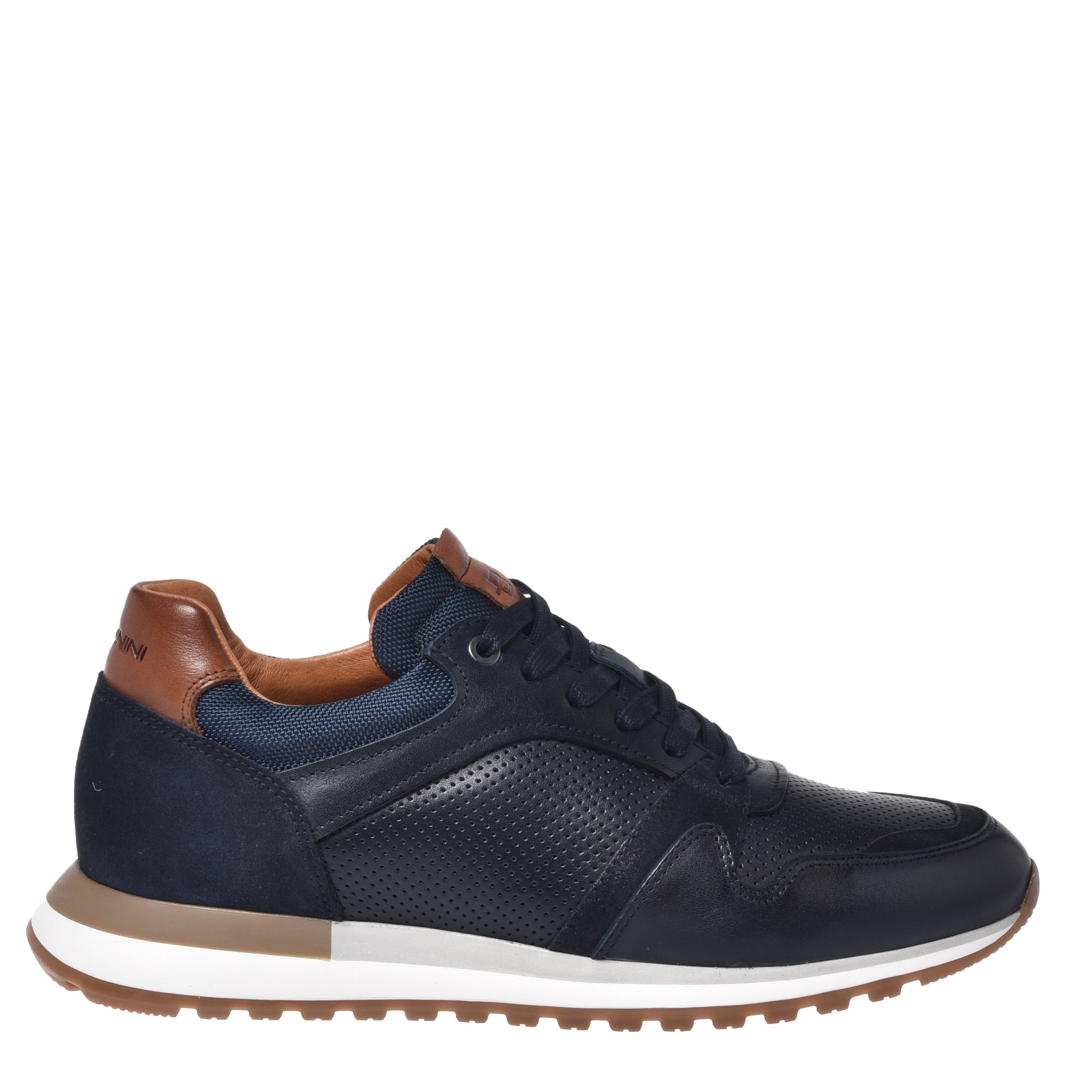 Blue perforated leather sneaker image