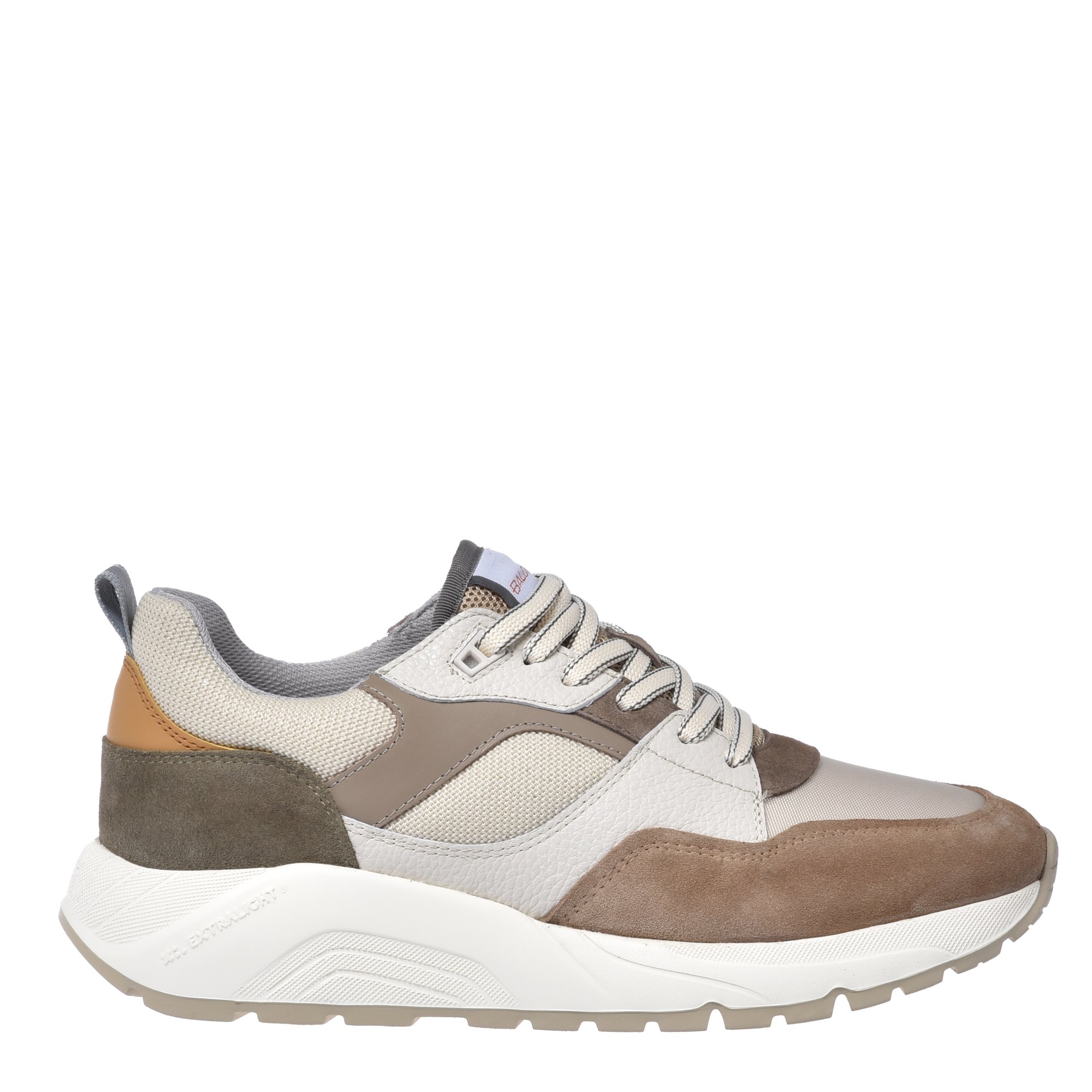 Beige suede and off white fabric sneaker image
