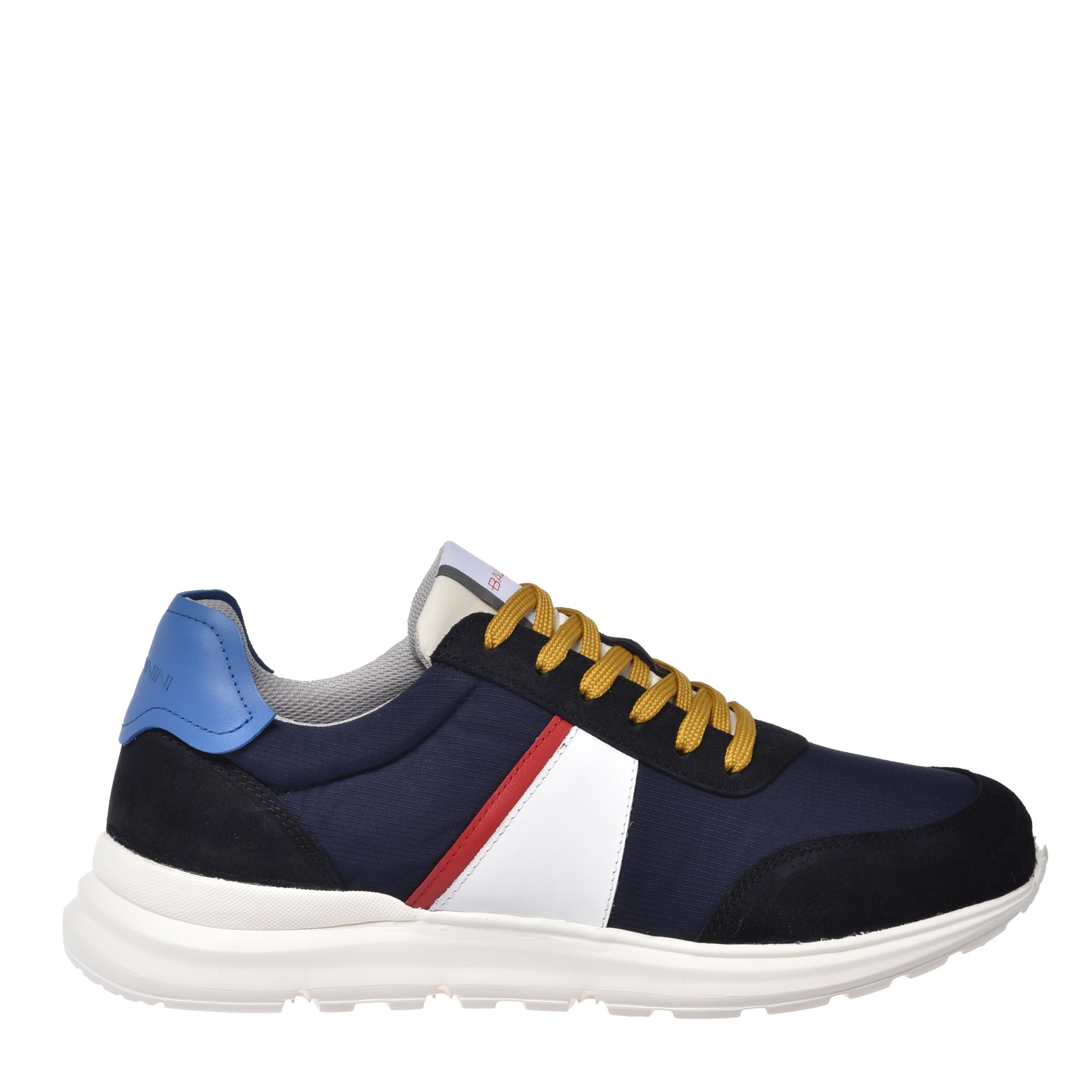 Black suede and blue mesh sneaker image