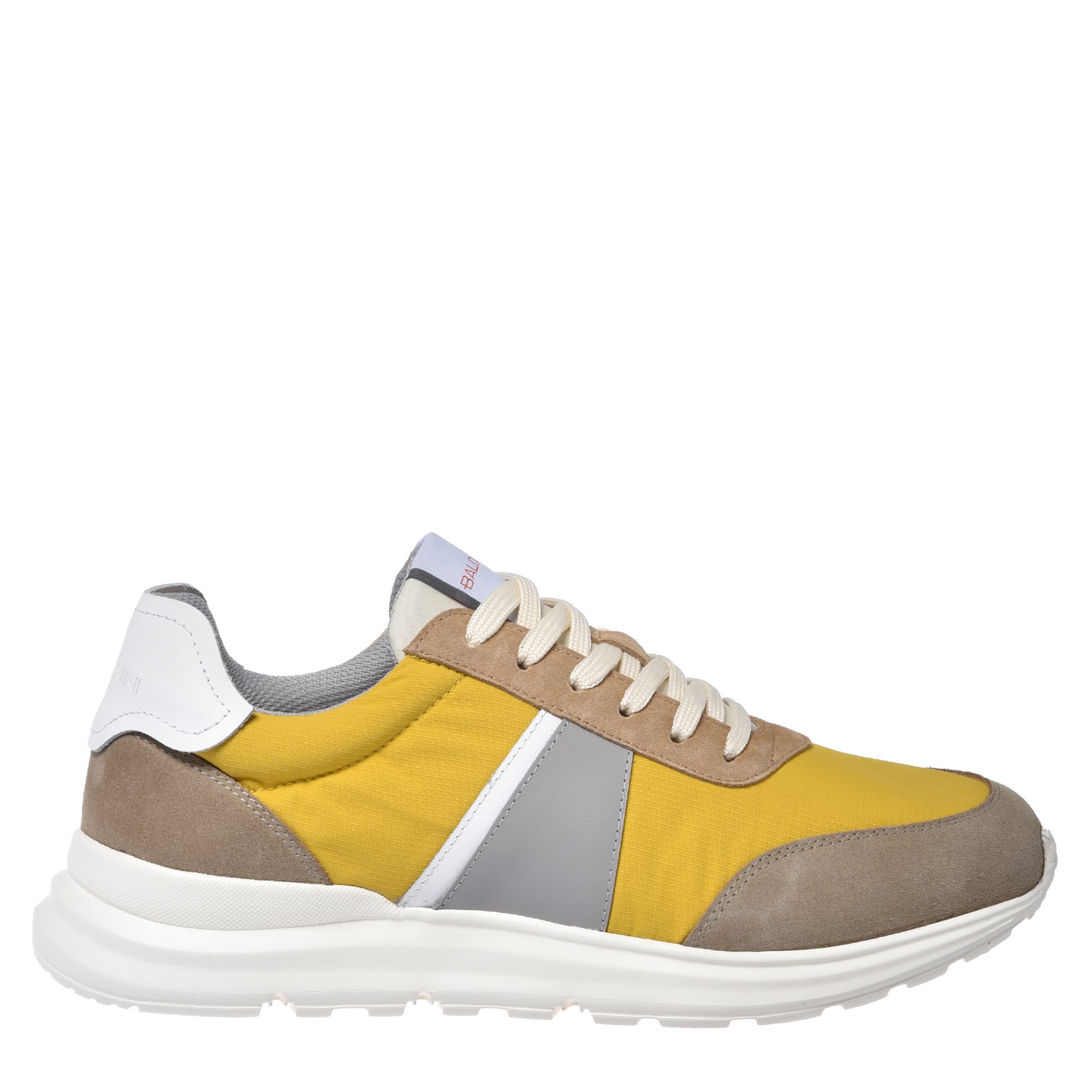 Beige suede and yellow mesh sneaker image