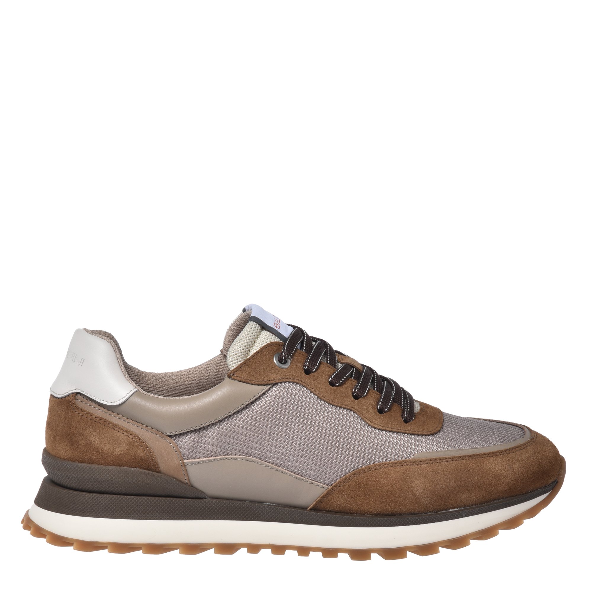 Leather suede and beige mesh sneaker image