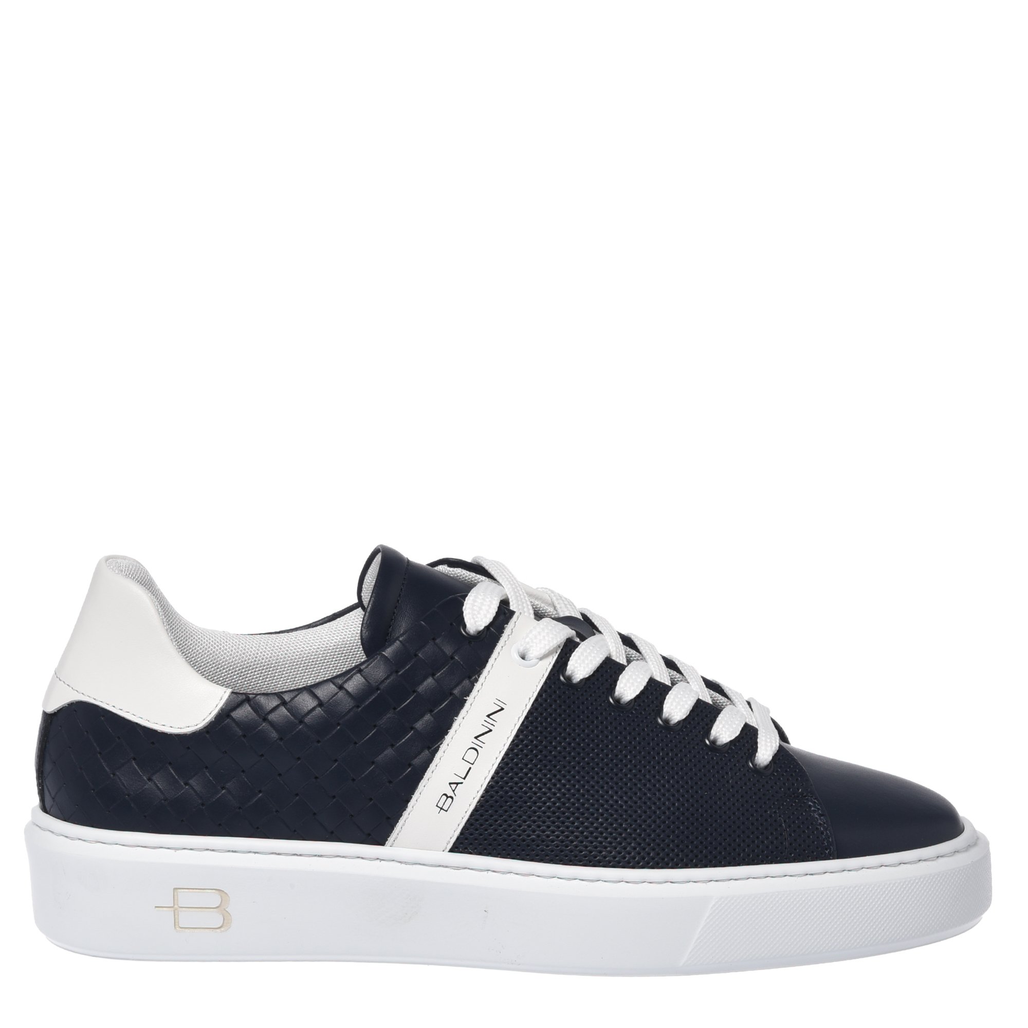 Sneaker in blue woven-effect leather image