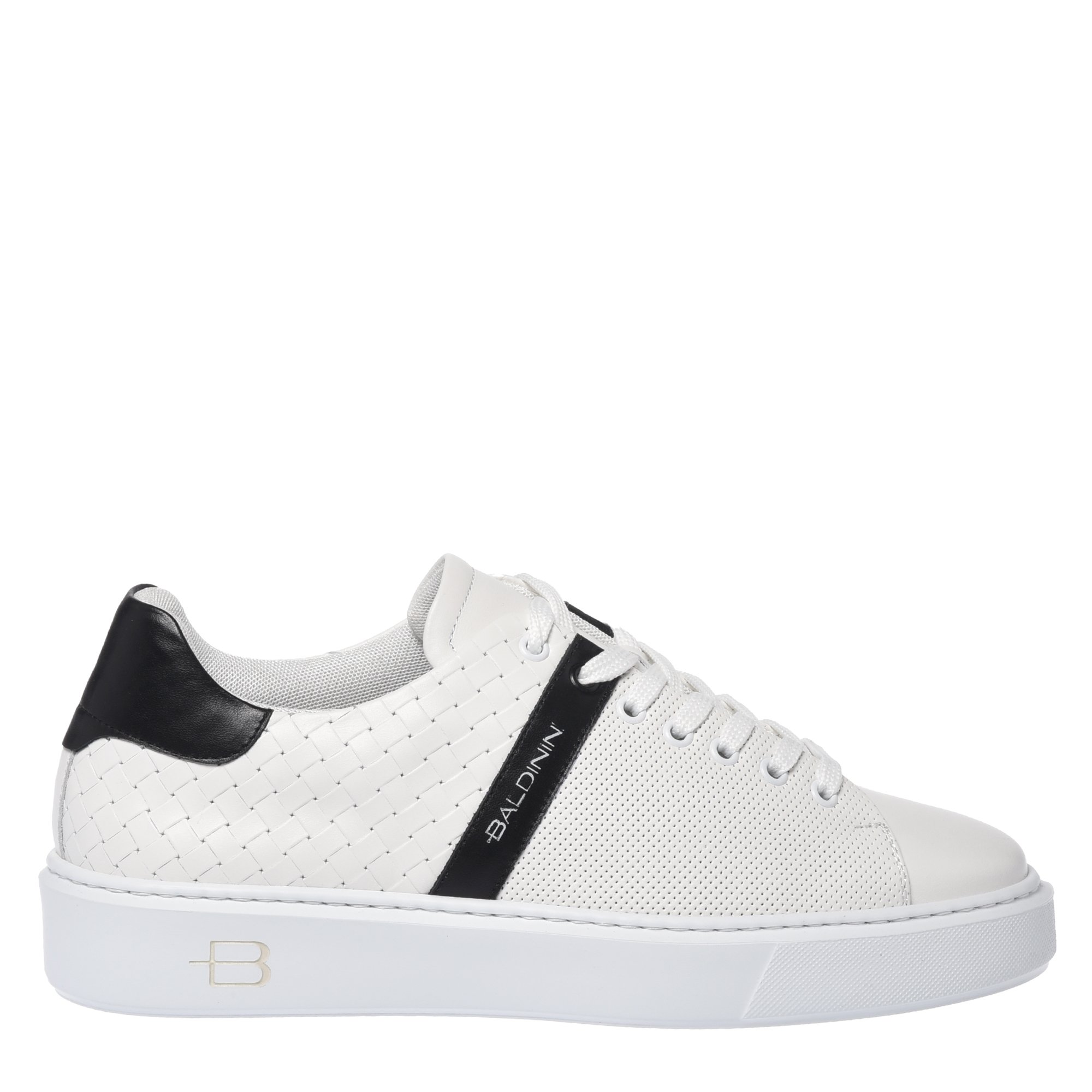 Sneaker in white woven-effect leather image