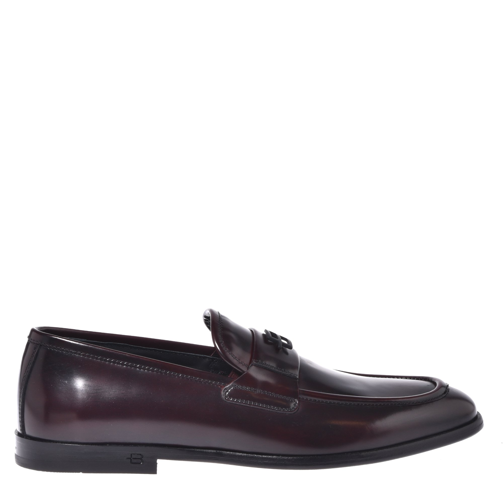 Burgundy brushed leather loafers image