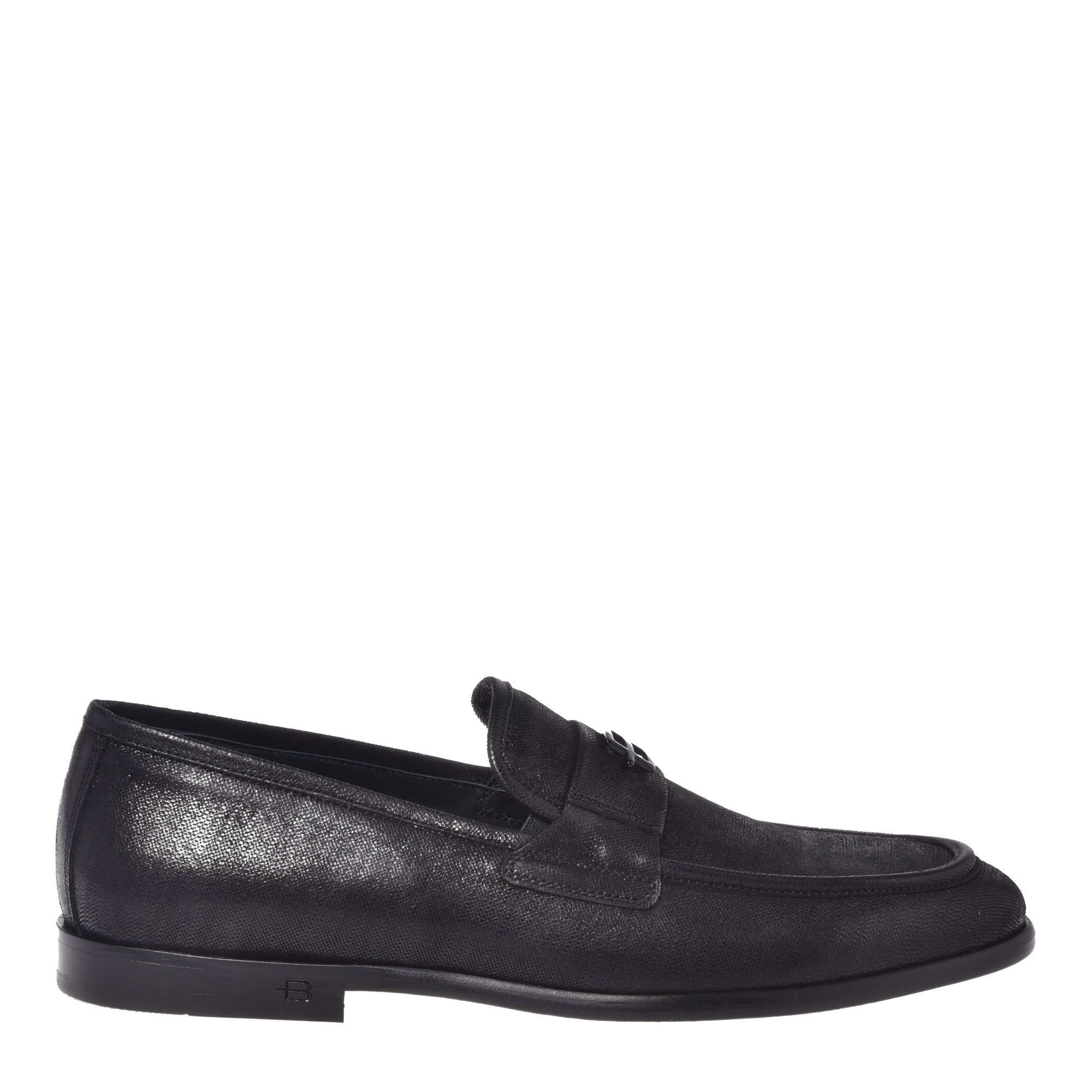 Metallic black suede loafers image