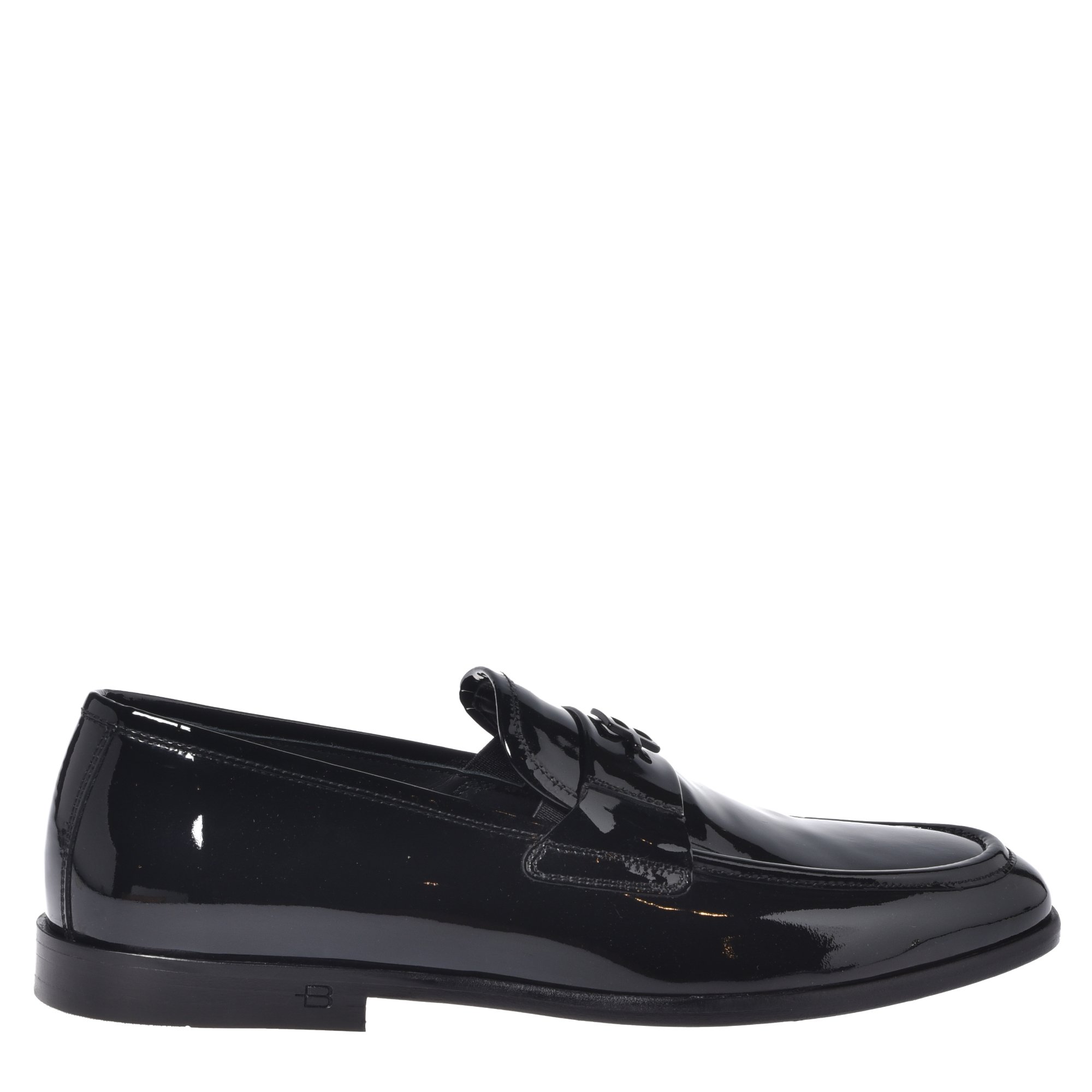 Black patent leather loafers image