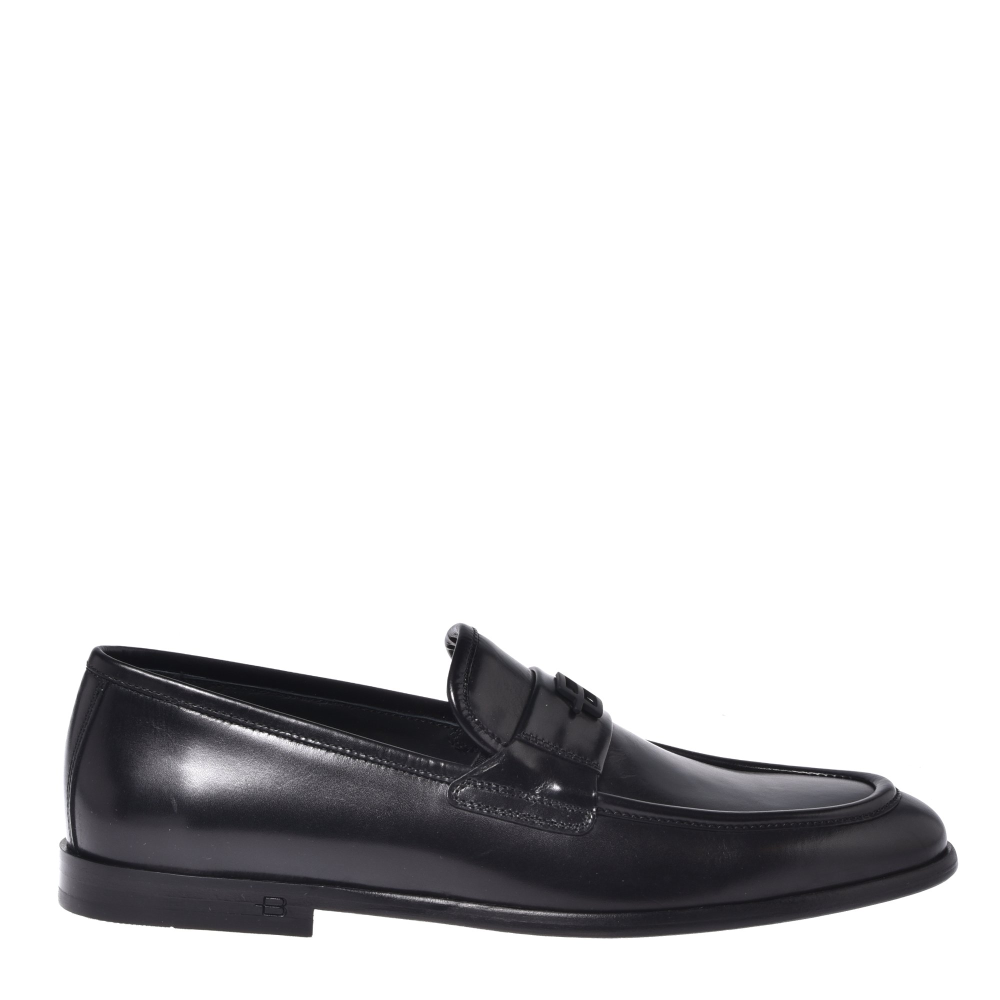 Black leather loafers image