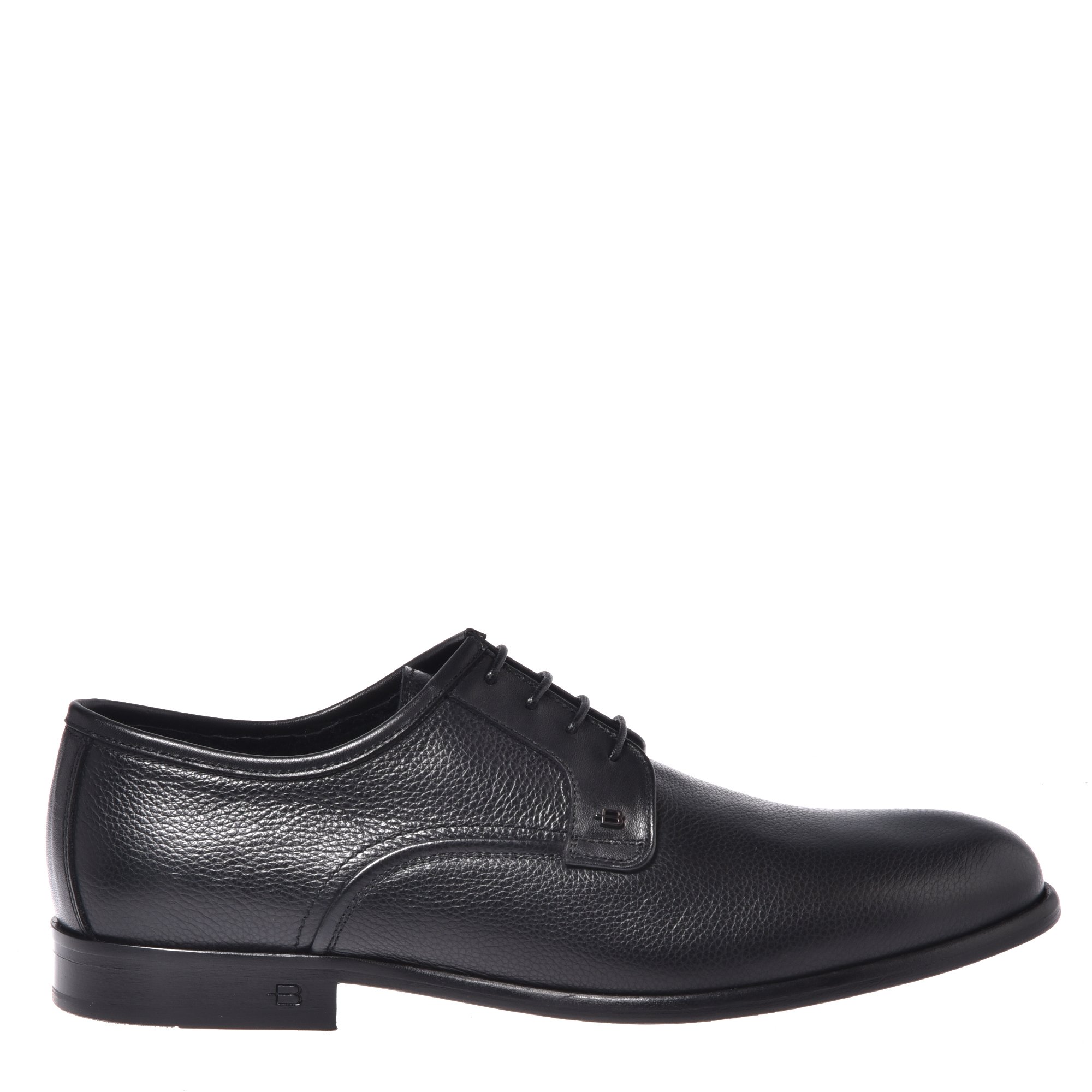 Black tumbled leather and leather lace-ups image