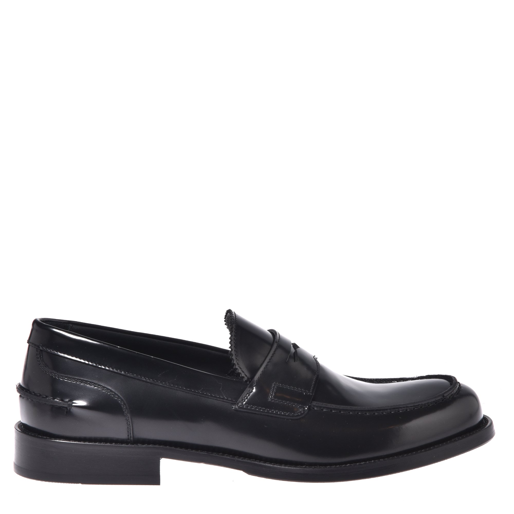 Black brushed leather loafers image