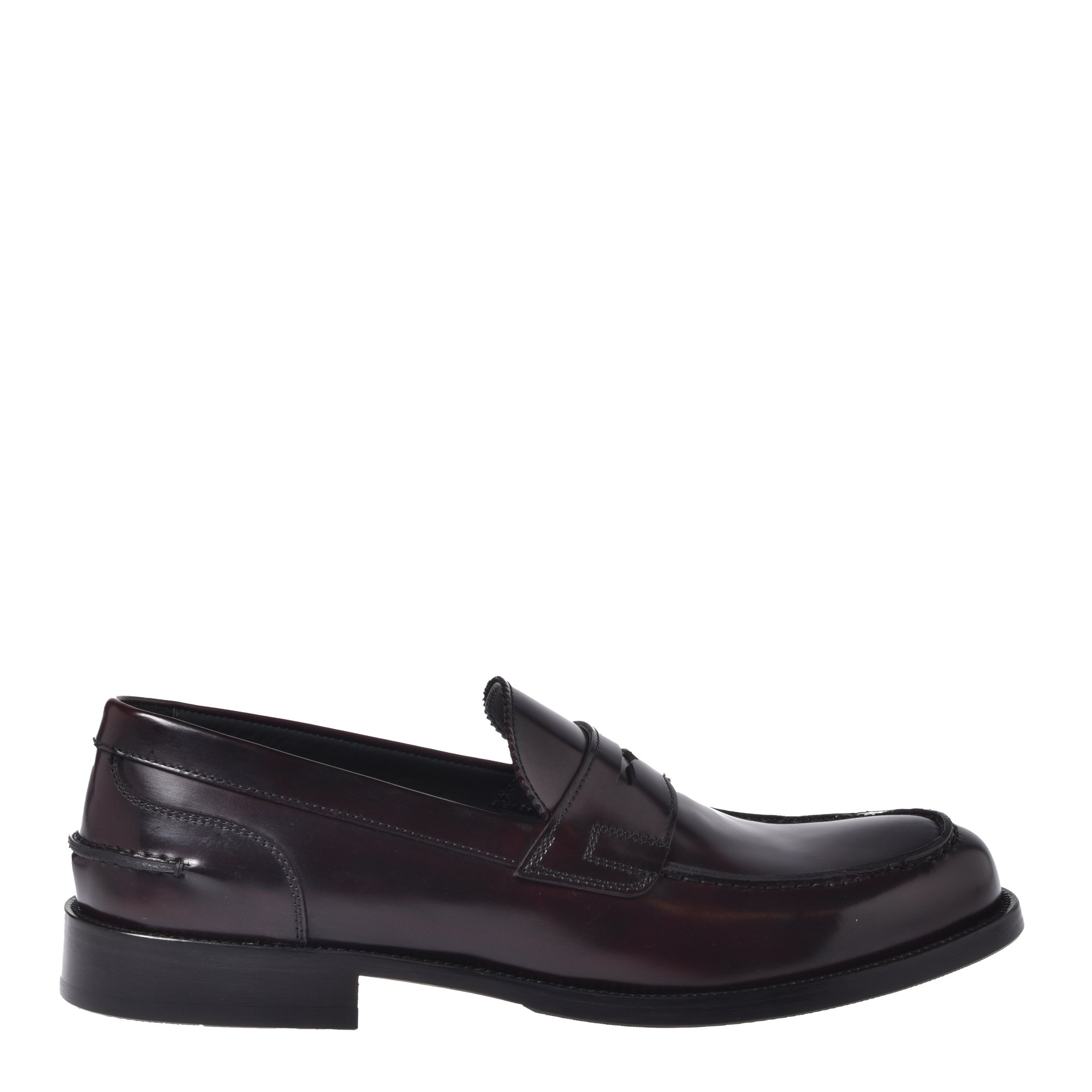 Burgundy brushed leather loafers image