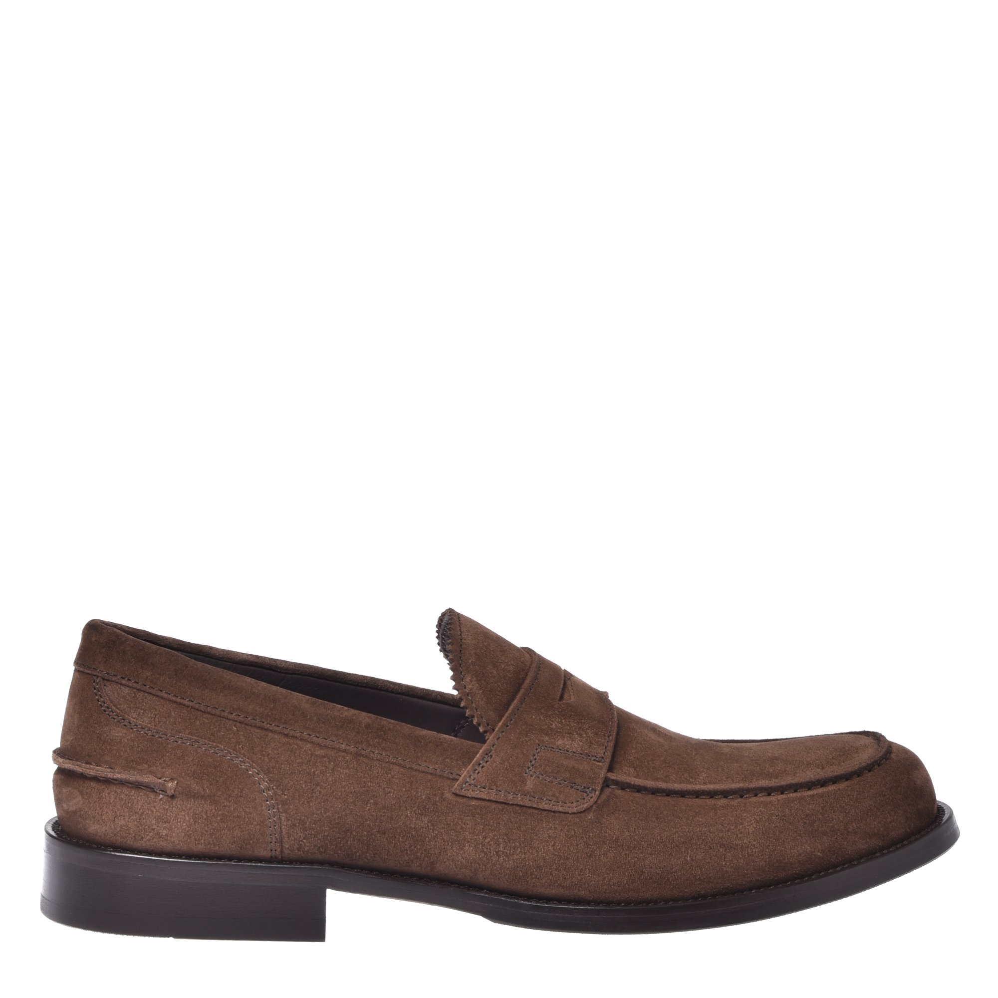 Dark brown suede leather loafers image