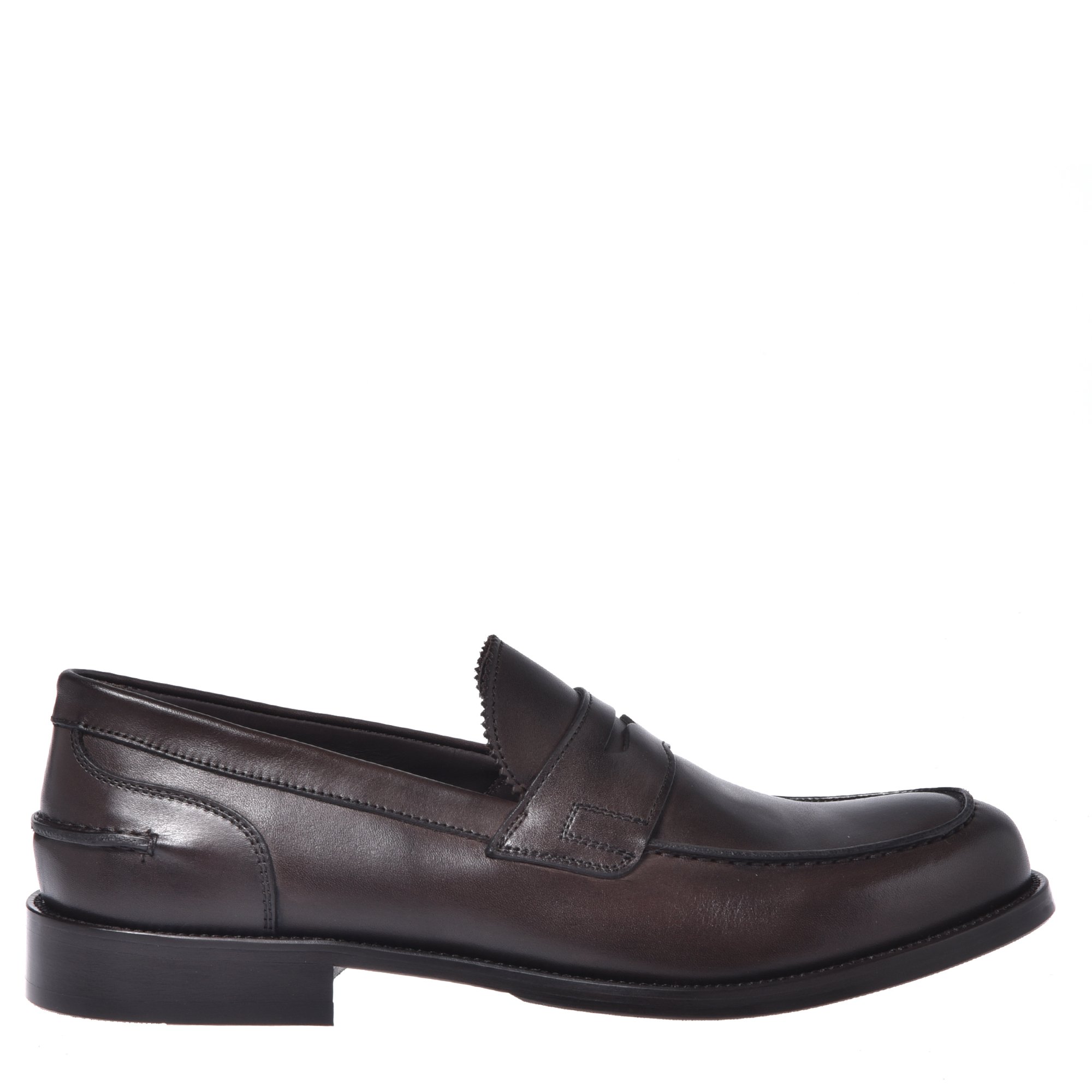 Dark brown leather loafers image
