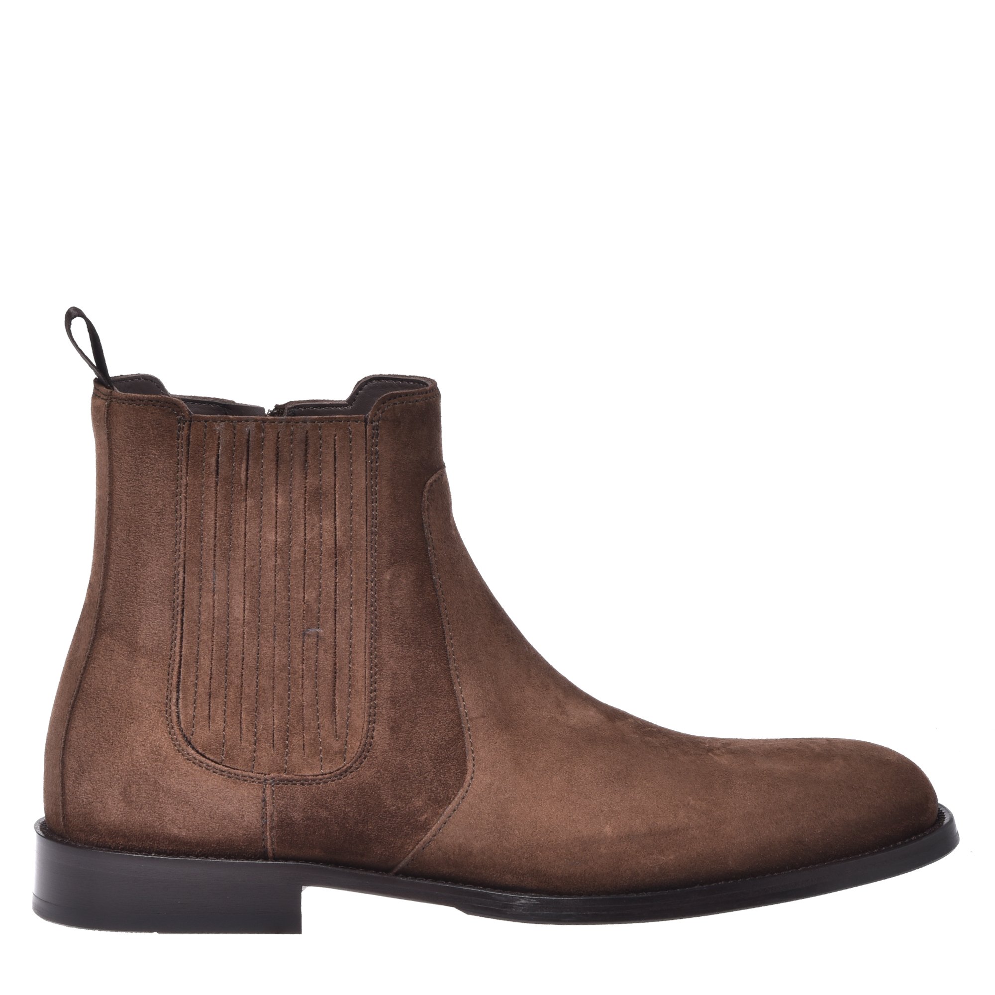 Dark brown suede leather ankle boots image