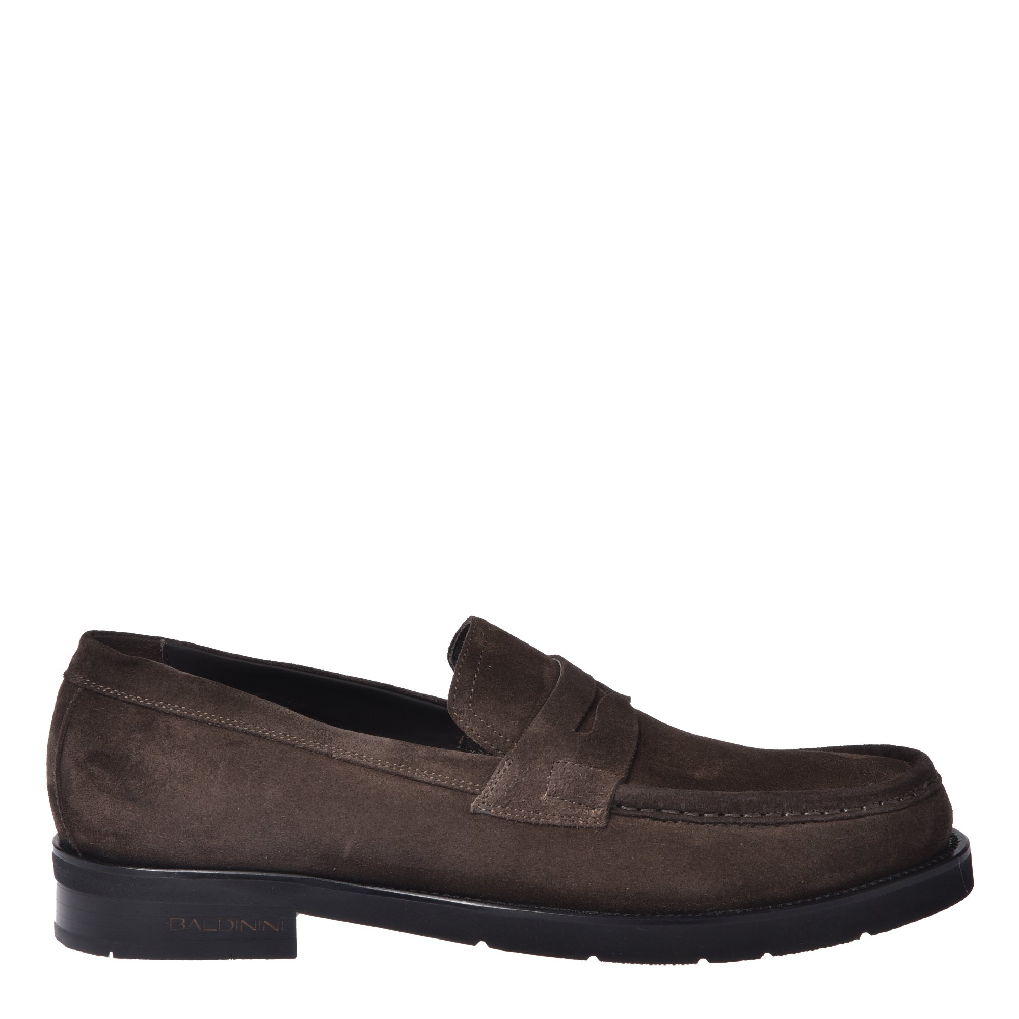 Dark brown suede leather loafers image
