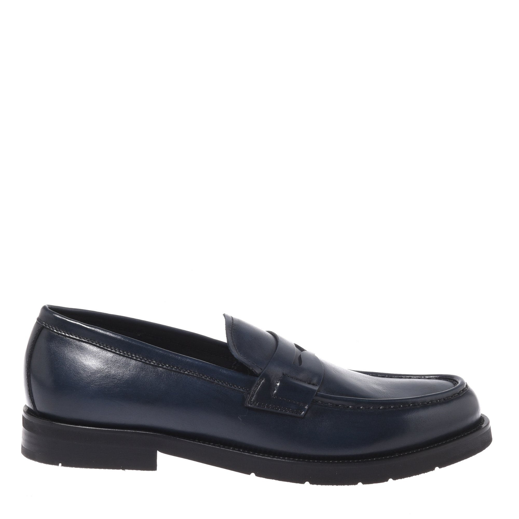 Blue leather loafers image