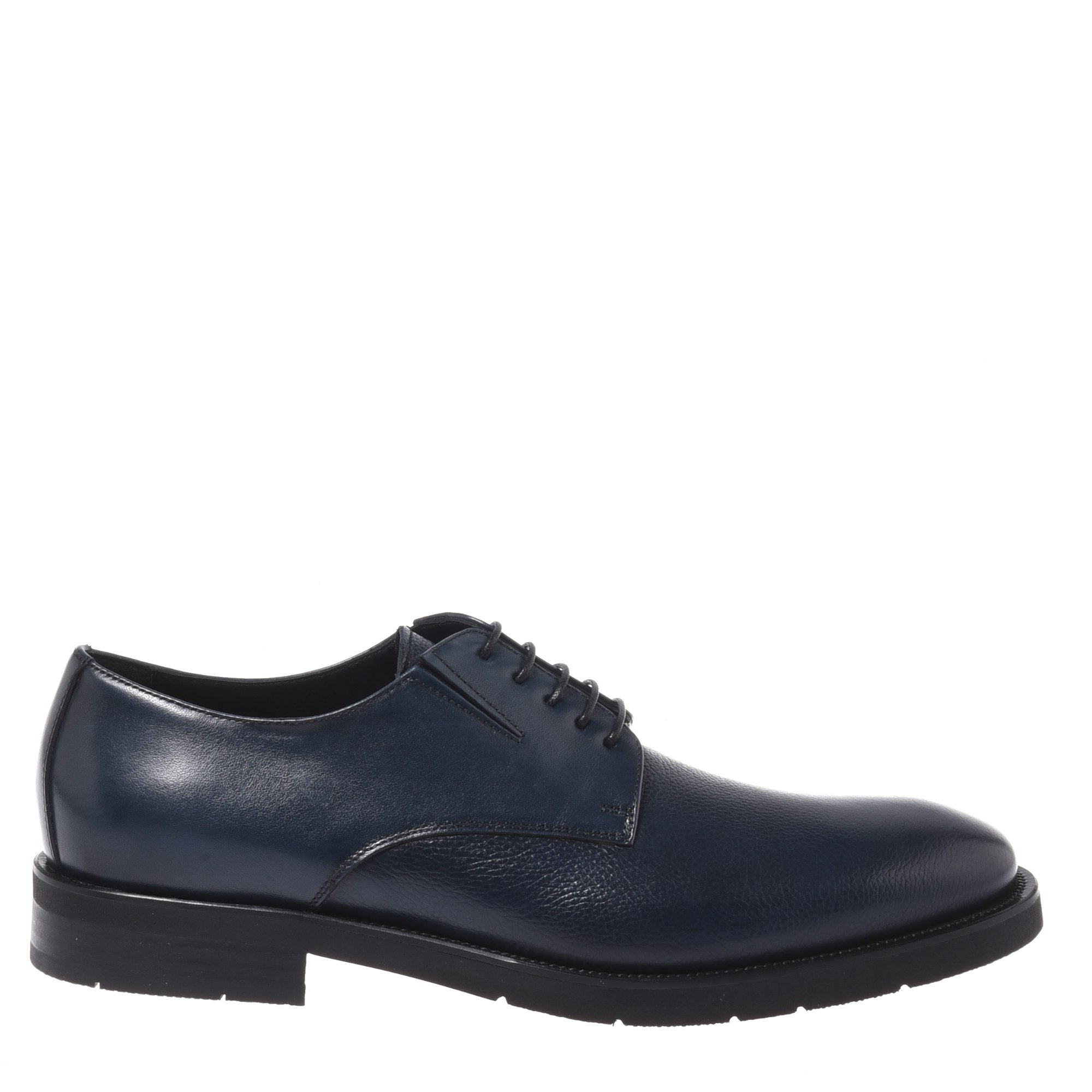 Blue leather and tumbled leather lace-ups image