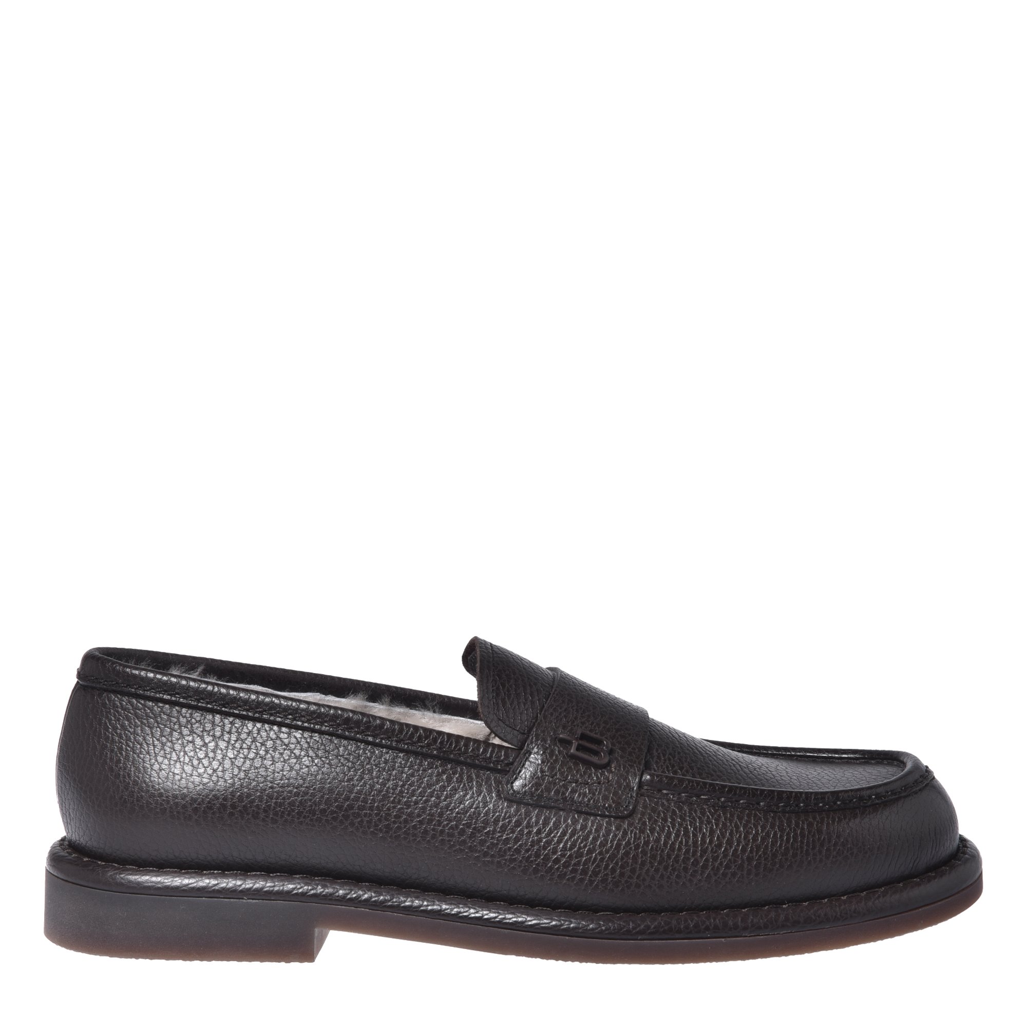 Dark brown tumbled leather loafers image