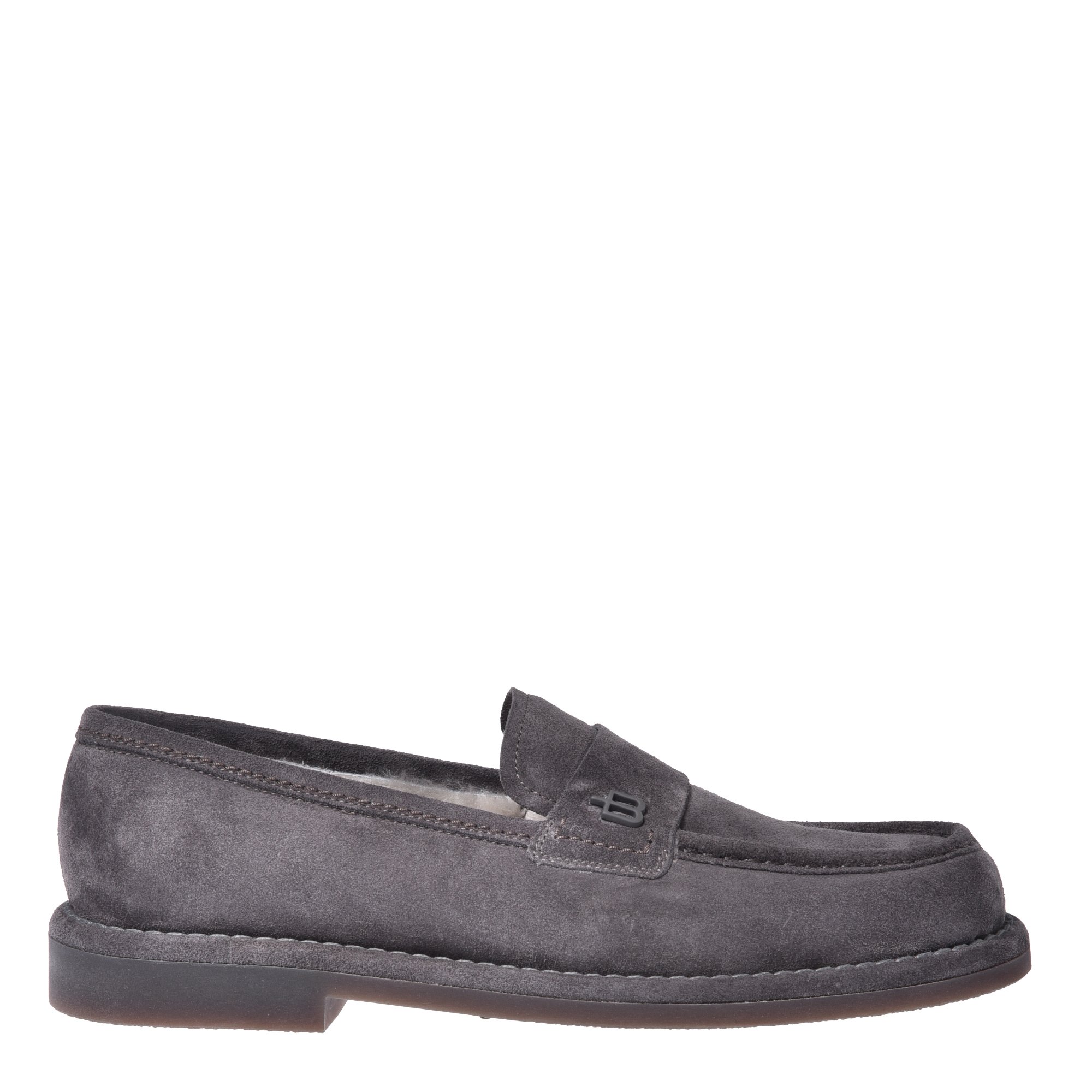Grey suede leather loafers image