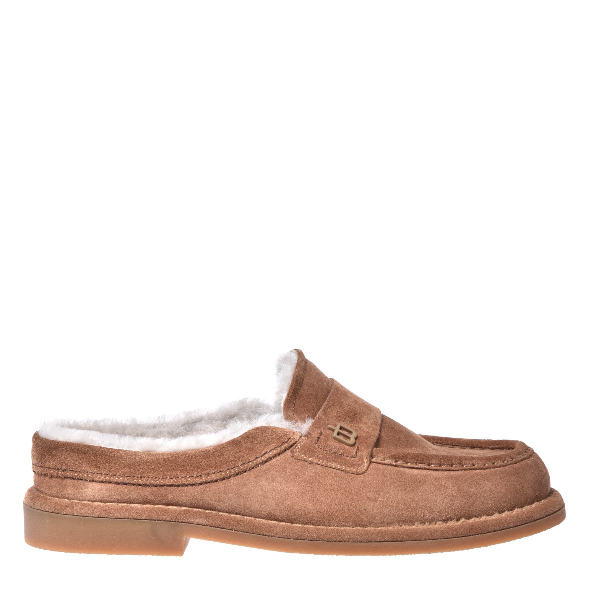 Camel suede leather clogs image