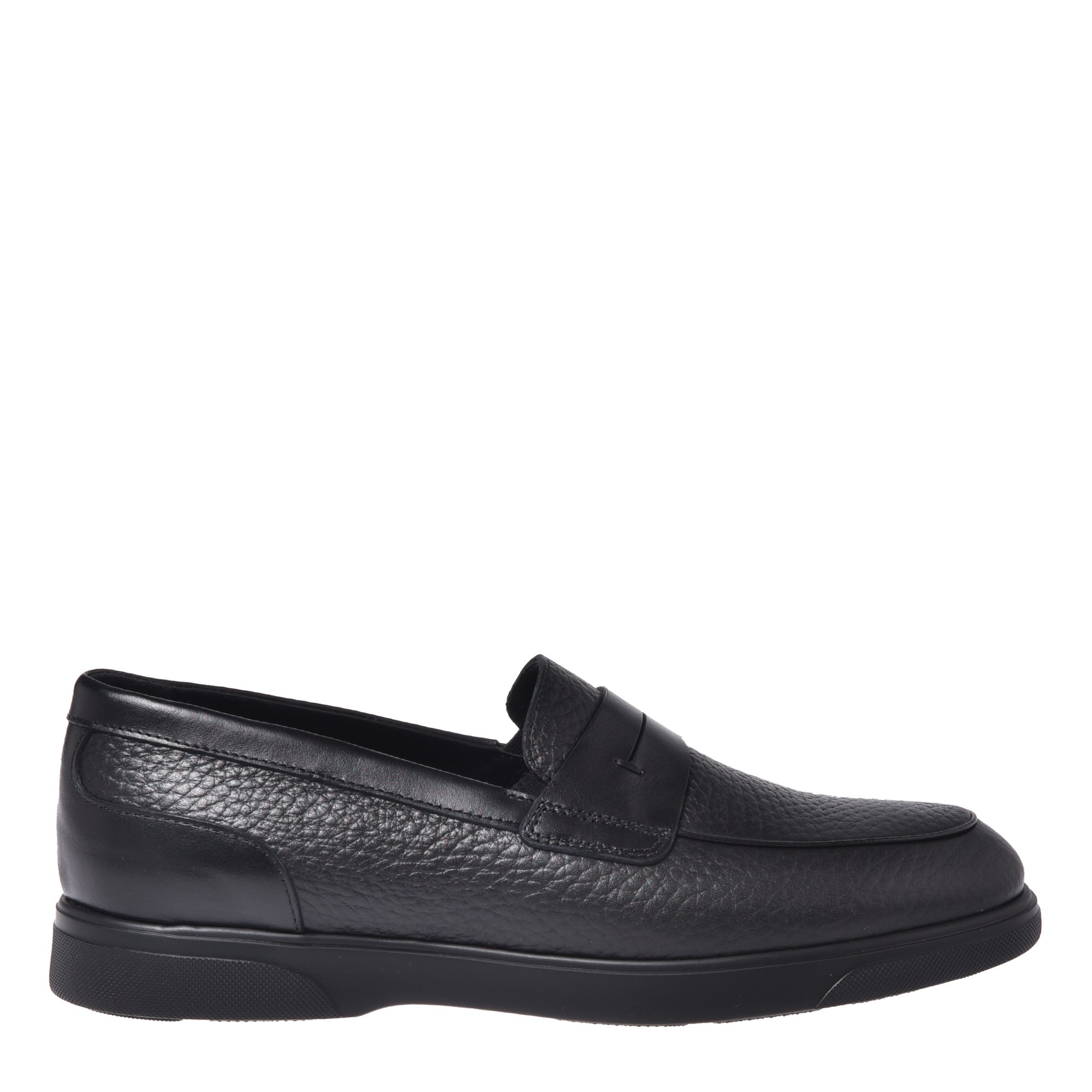 Black tumbled leather loafers image