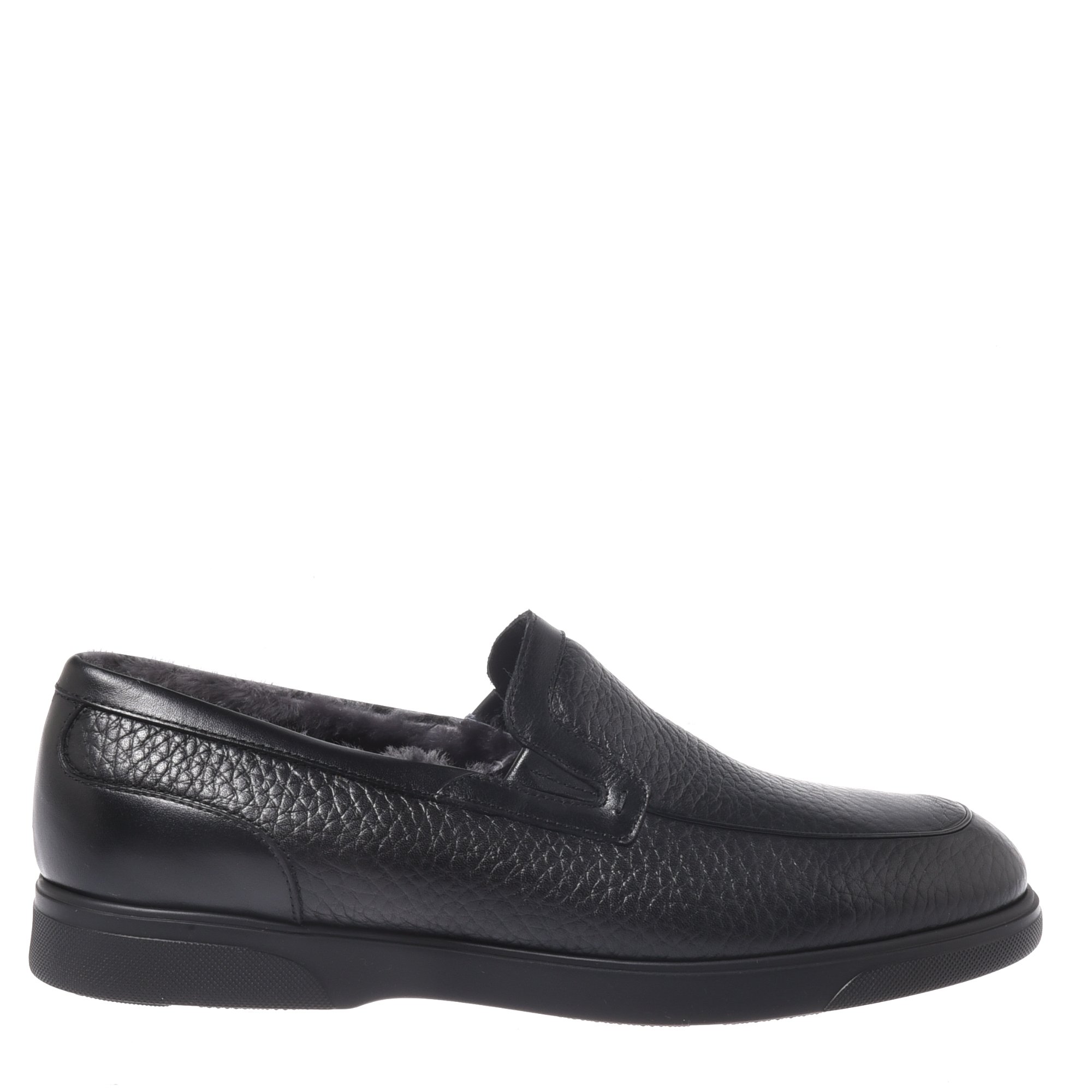 Black tumbled leather slip-ons image