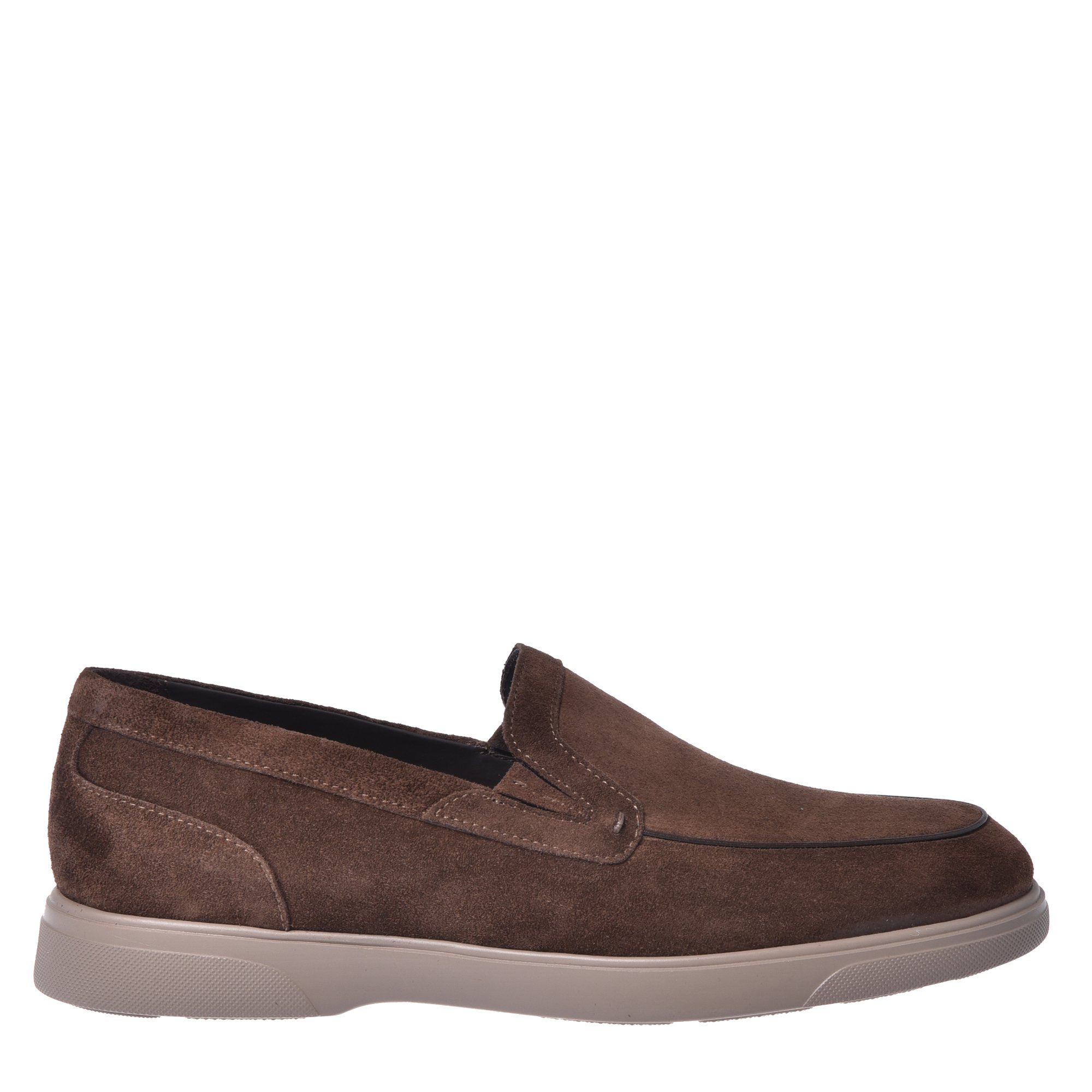 Dark brown suede leather slip-ons image