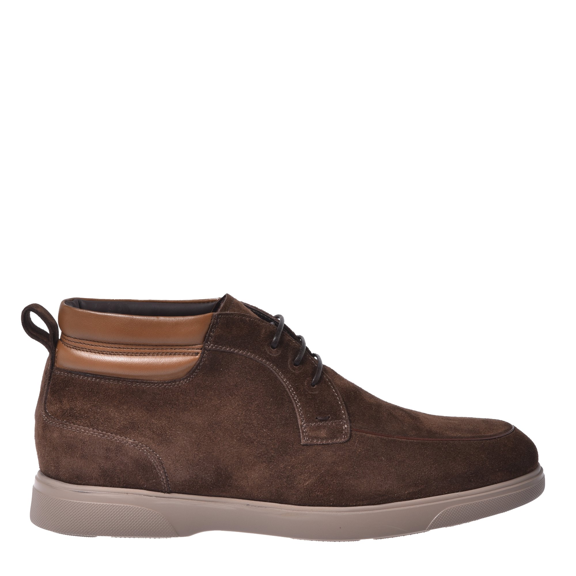 Dark brown suede leather ankle boots image