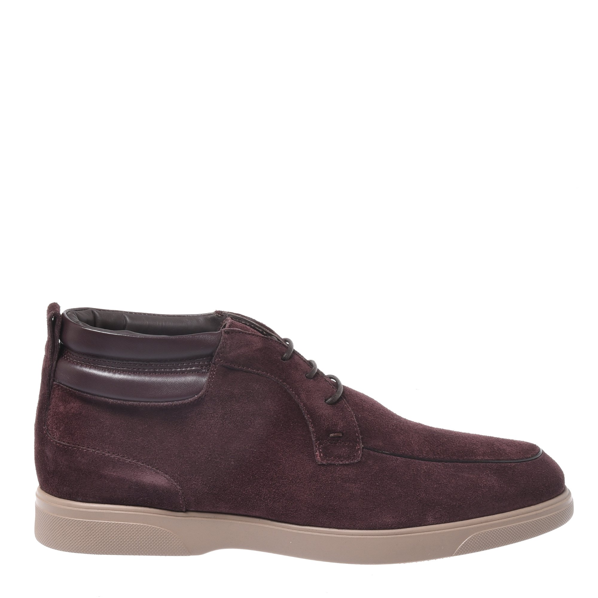 Burgundy suede leather ankle boots image