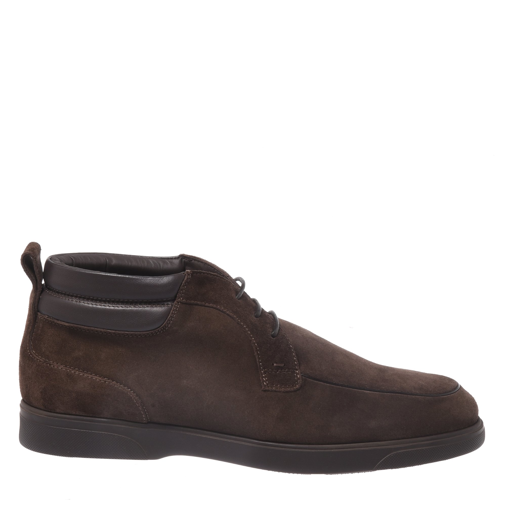 Dark brown suede leather ankle boots image