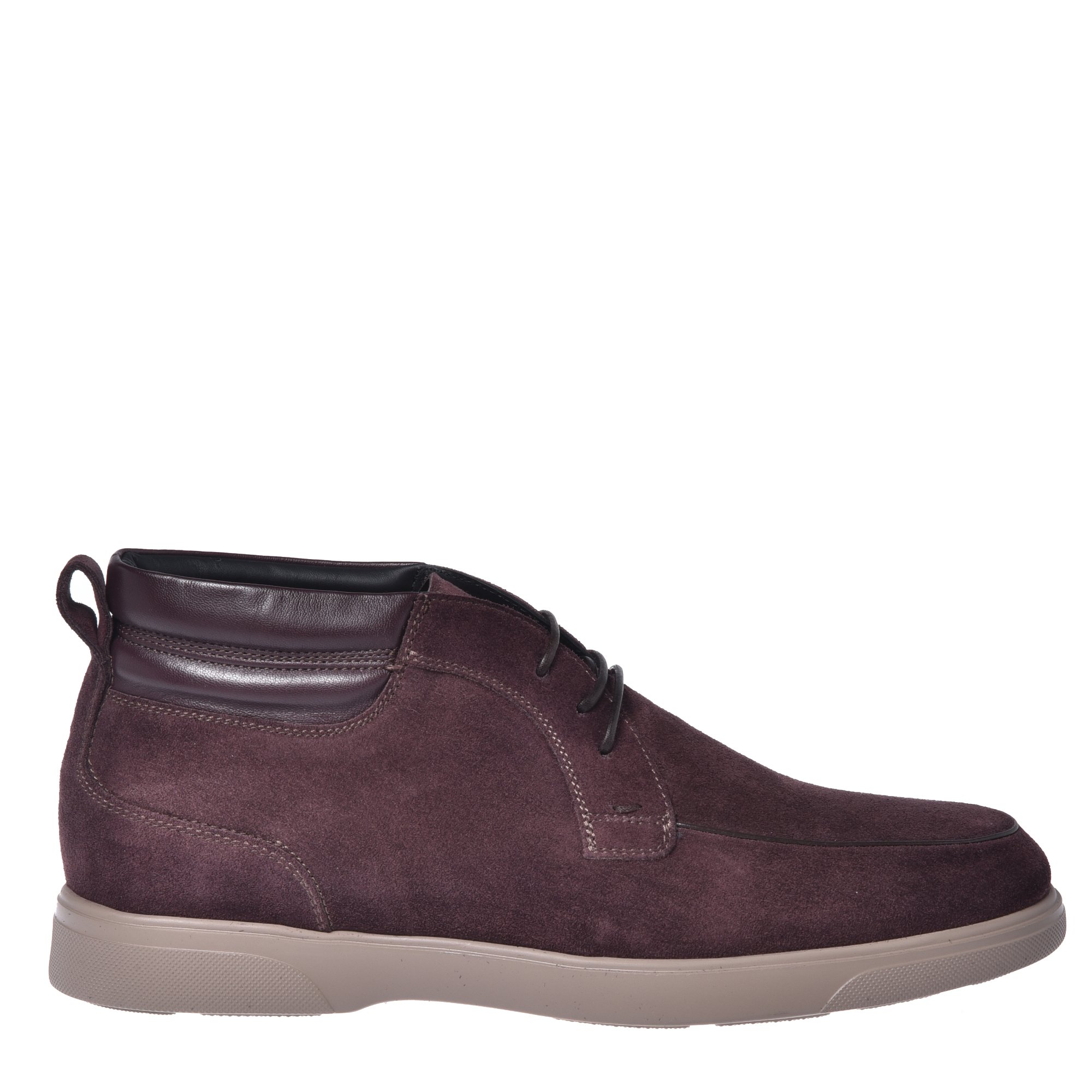 Burgundy suede leather ankle boots image