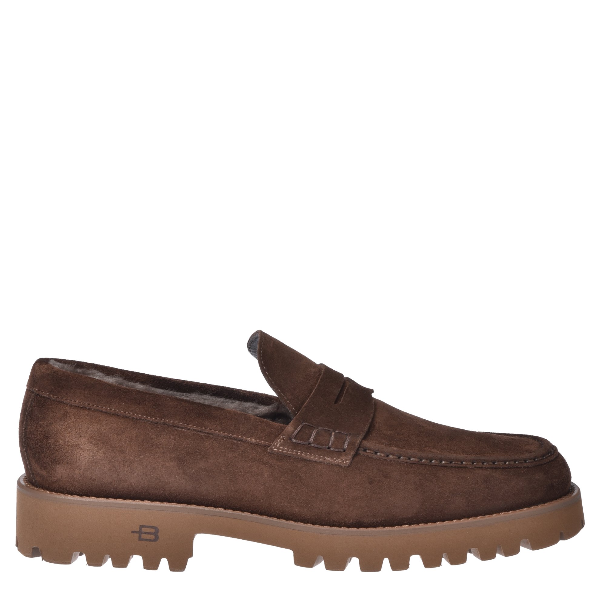 Dark brown suede leather loafers image