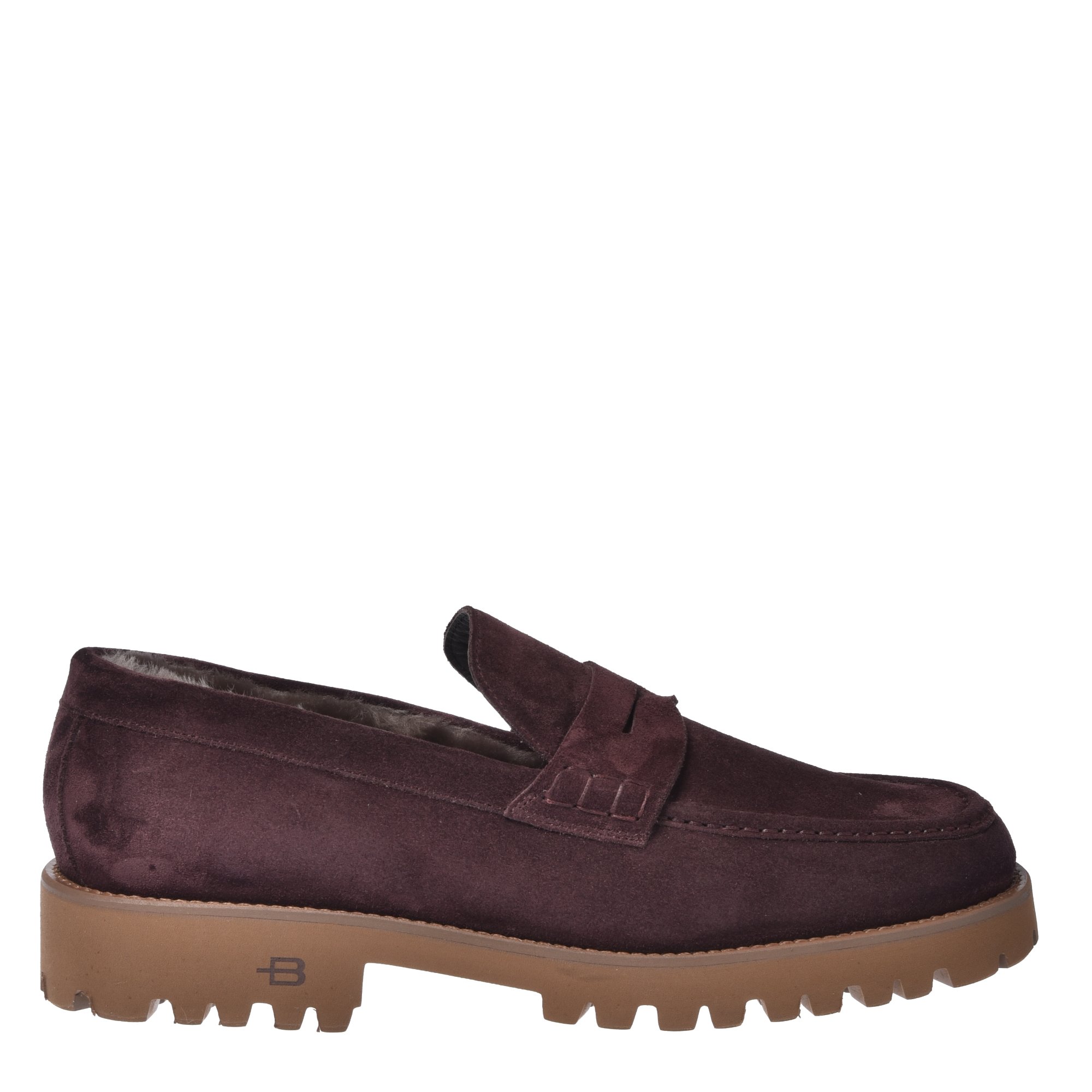 Burgundy suede leather loafers image