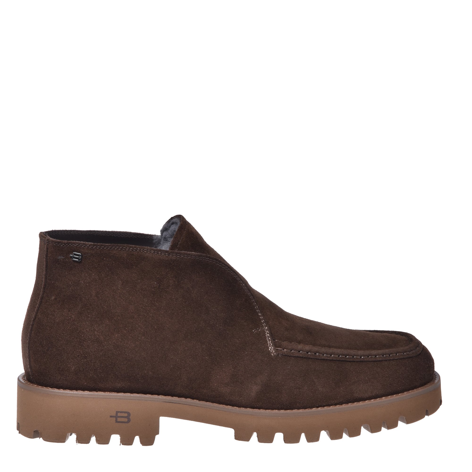 Dark brown suede leather ankle boots image