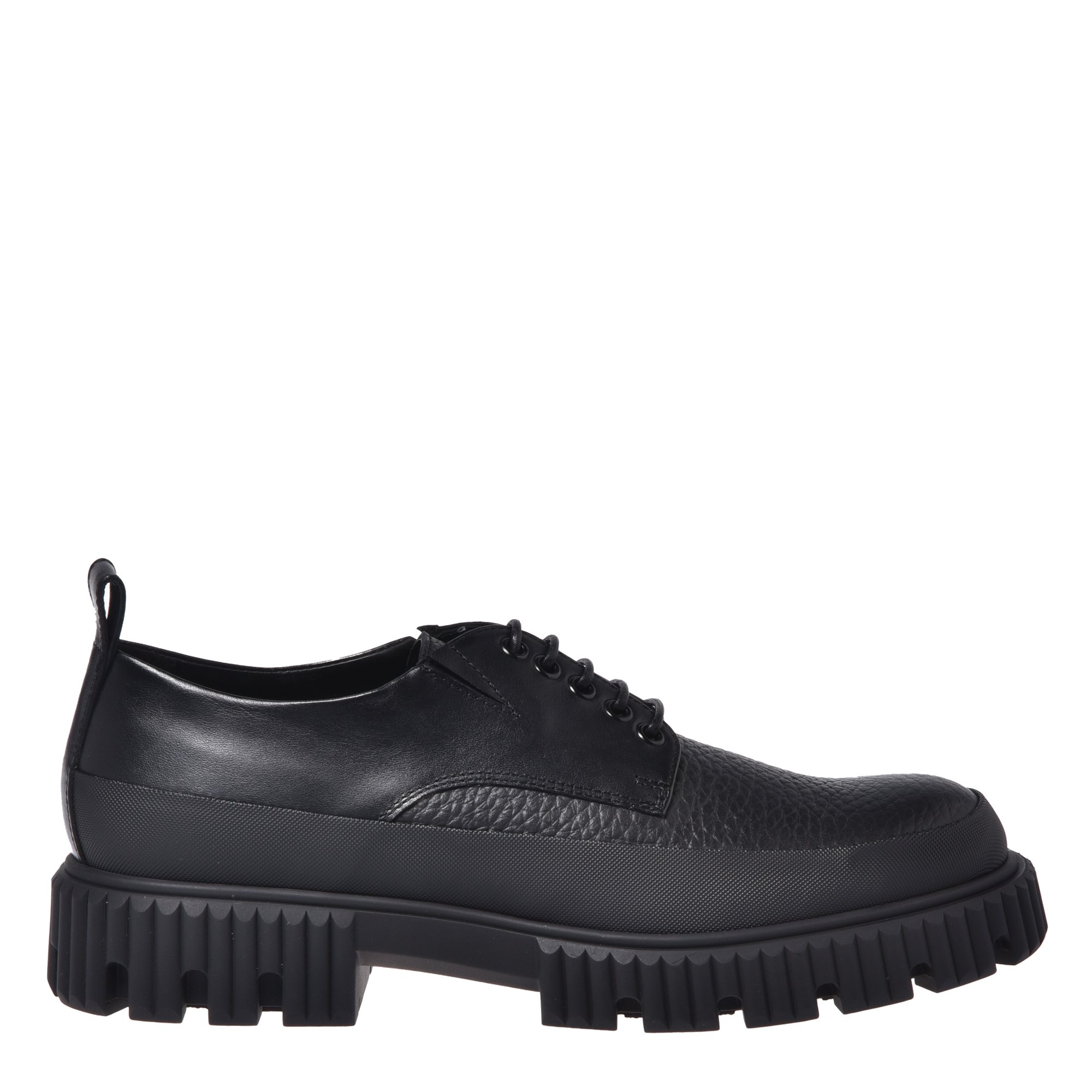 Black leather and tumbled leather lace-ups image