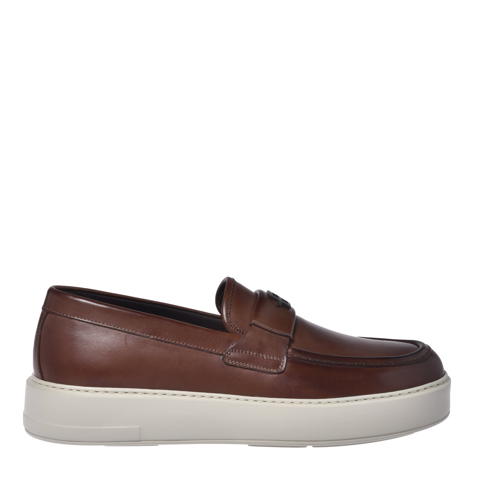Brown leather loafers image