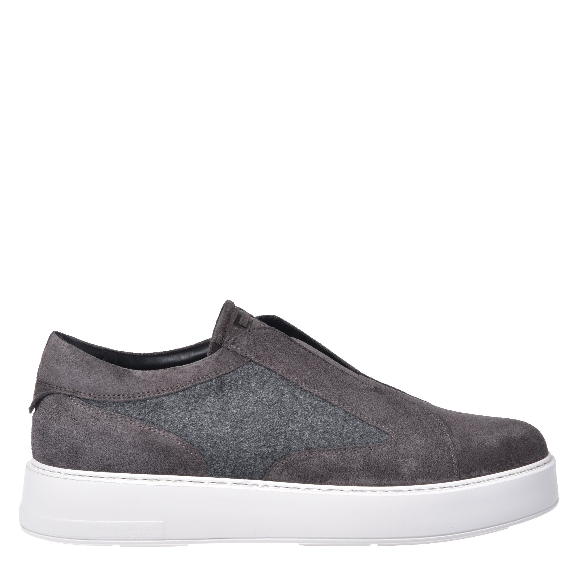 Grey suede leather and wool slip-ons image