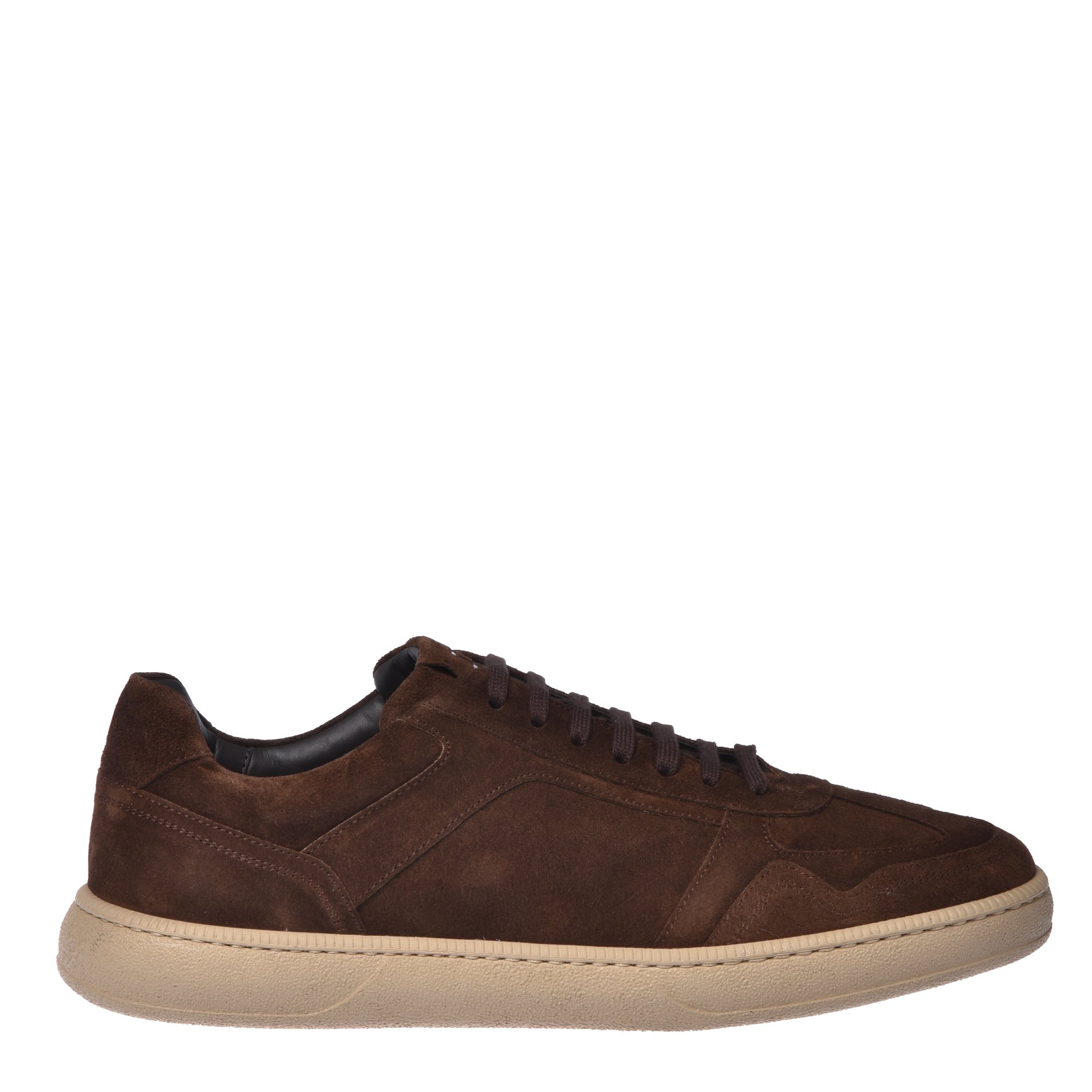 Dark brown suede leather trainers image
